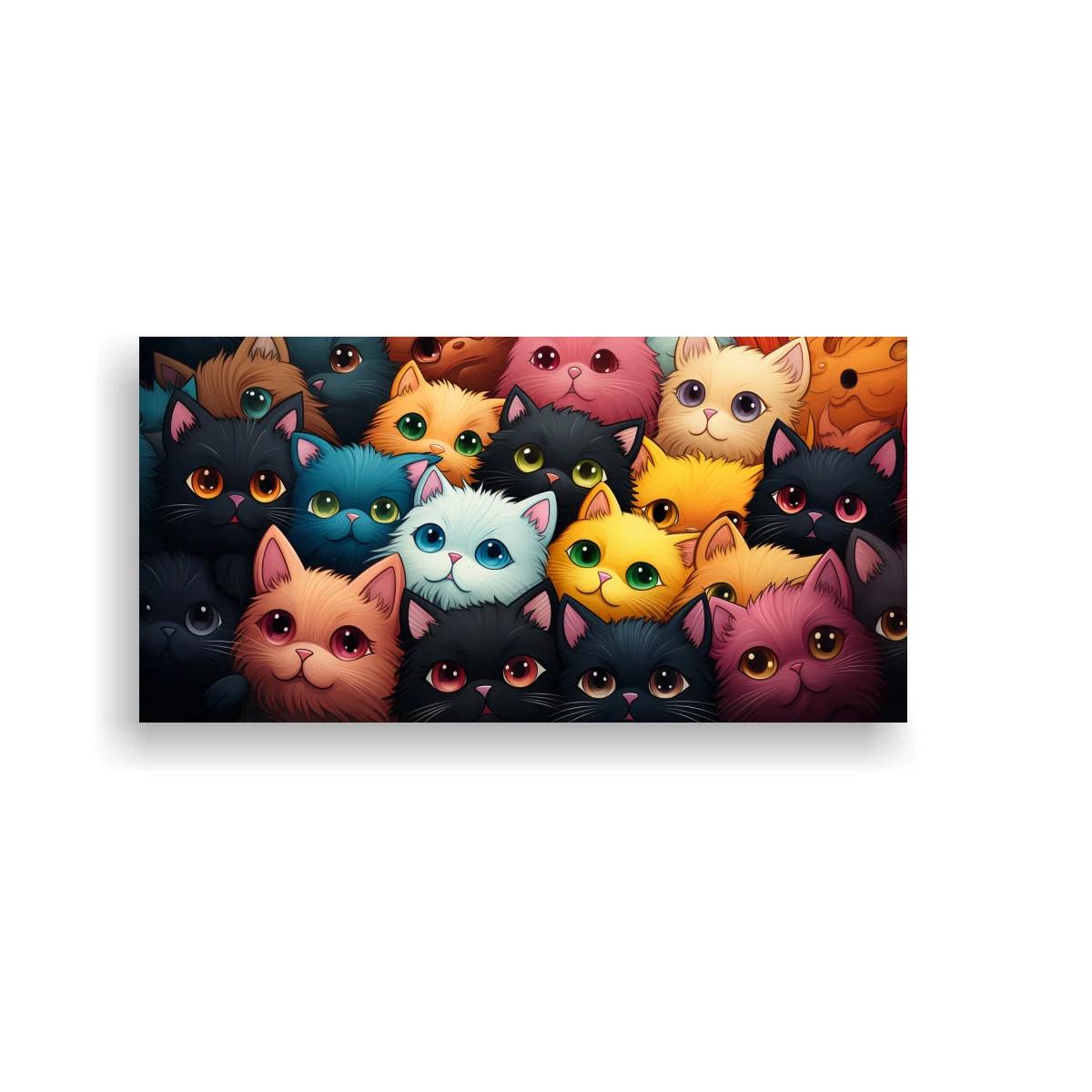 Cuadro grupo de gatos de colores sin apenas espacio vacío — imagen principal
