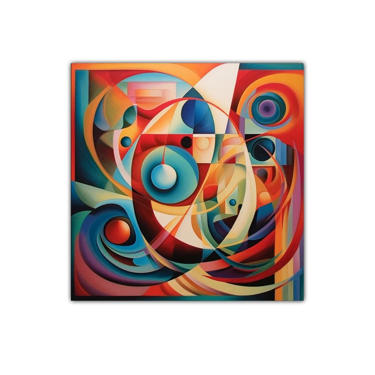 Cuadro abstracto con formas y colores vibrantes