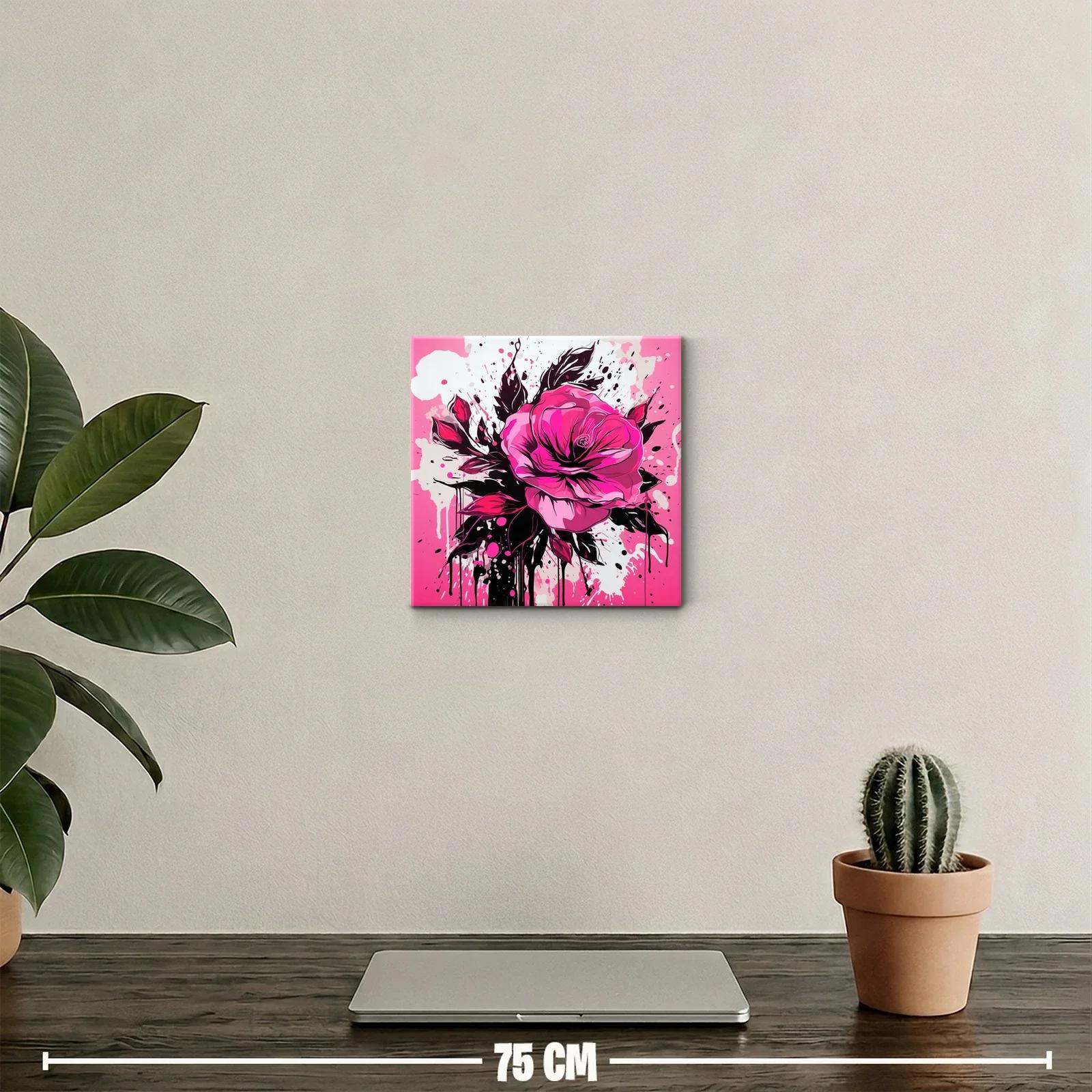 Cuadro decorativo rosa vibrante con detalles modernos y abstractos — miniatura 2