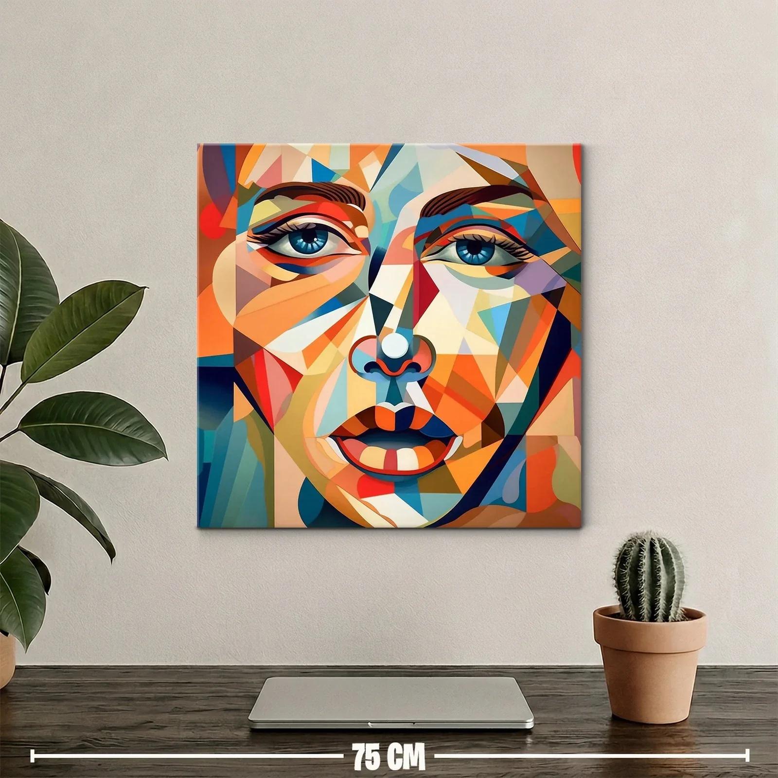 Rostro abstracto en vibrantes tonos geométricos — miniatura 2