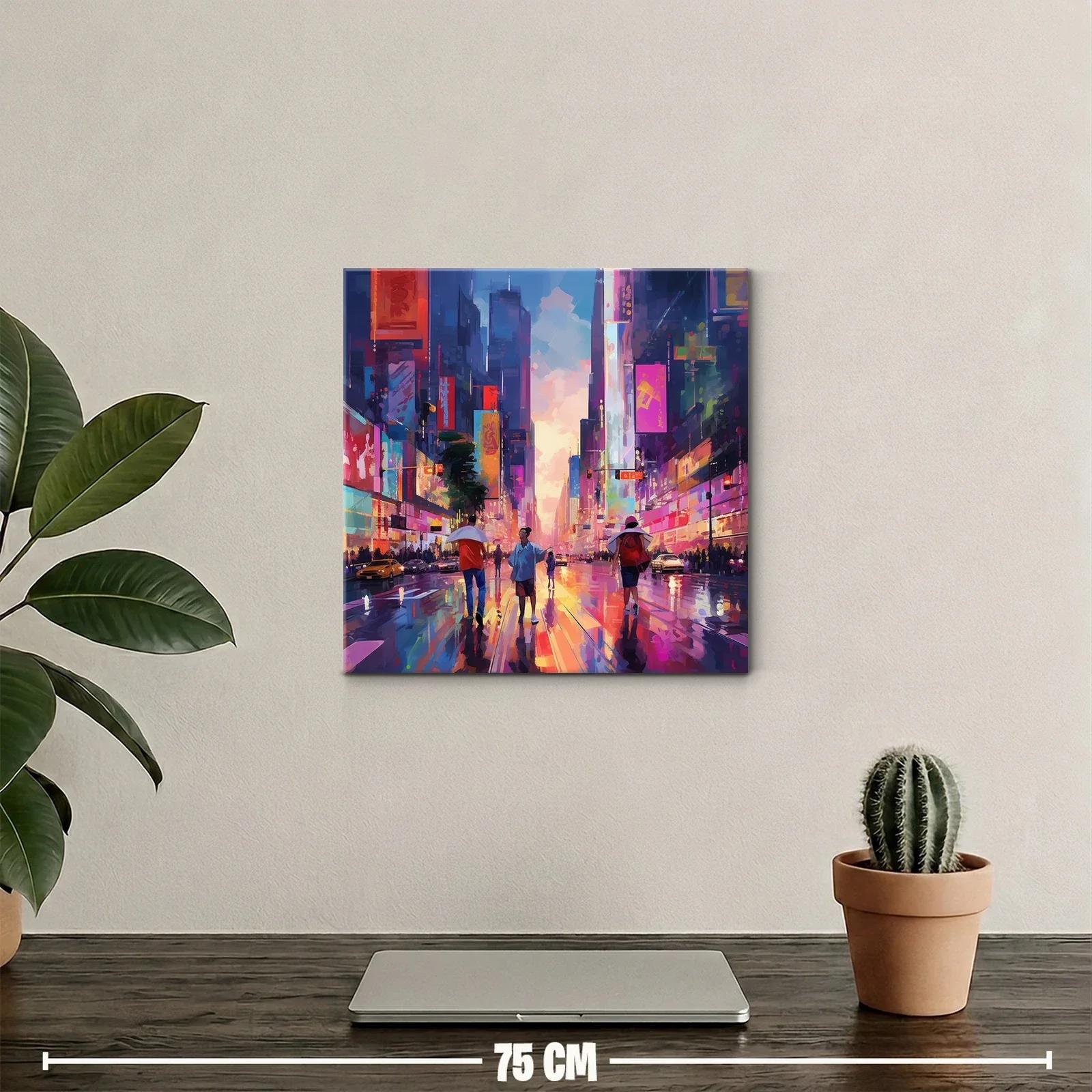 Atardecer vibrante en calle urbana con luces neón — miniatura 2
