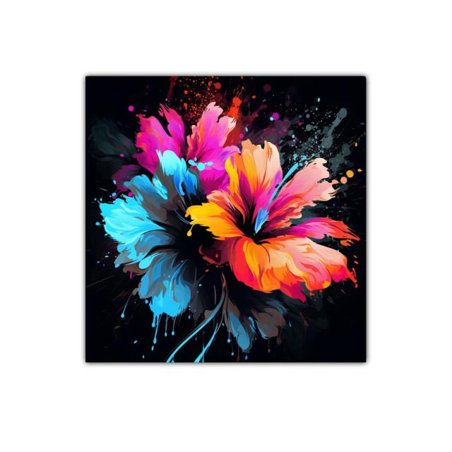 Cuadro flores vibrantes en explosión de color y movimiento