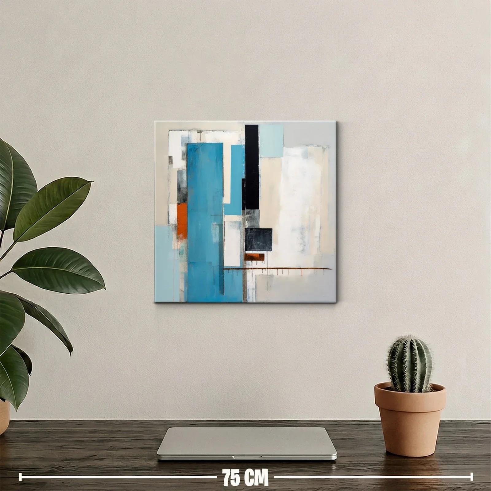 Cuadro abstracto con formas verticales y tonos fríos — miniatura 2