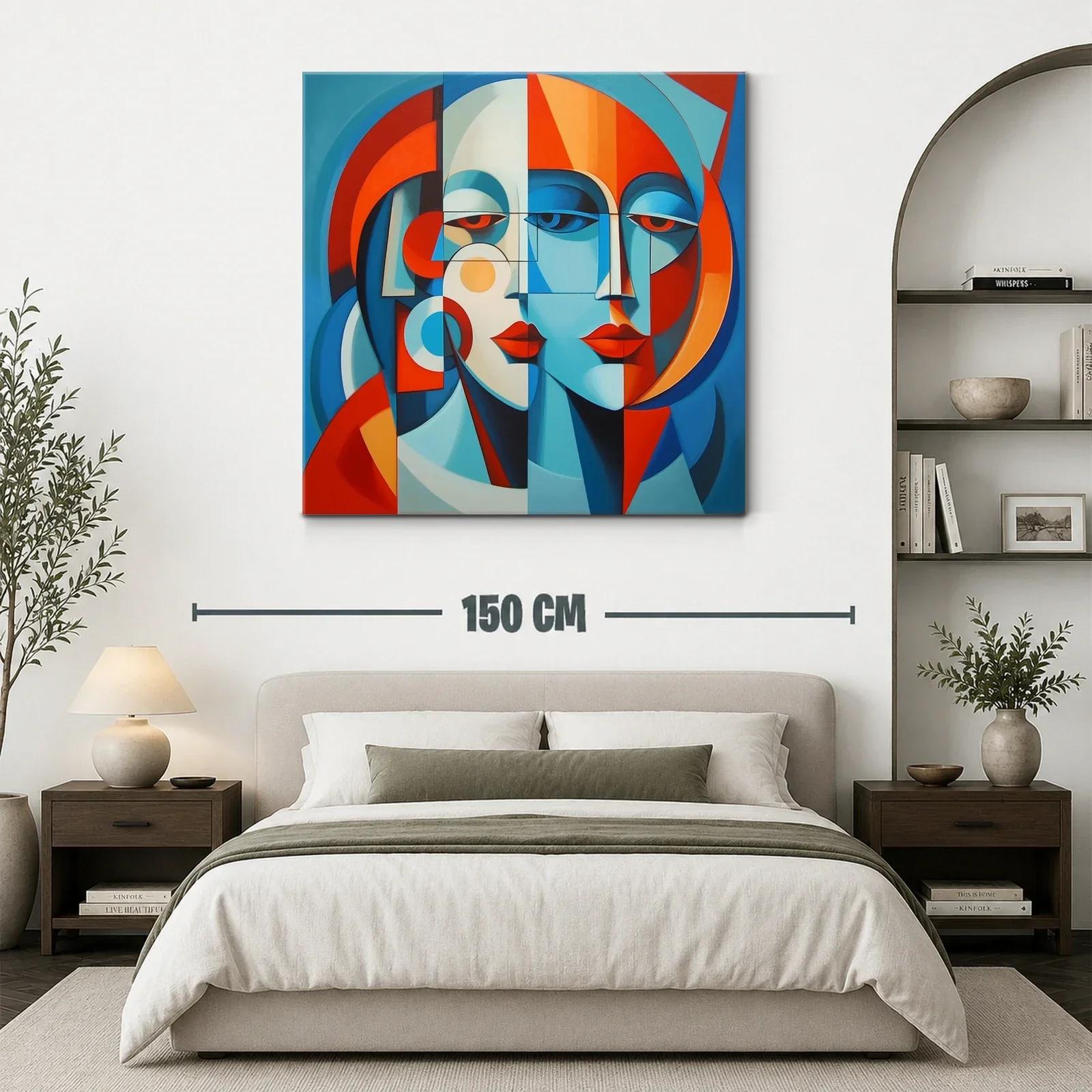 Rostros abstractos en vibrantes tonos azules y rojos — miniatura 3