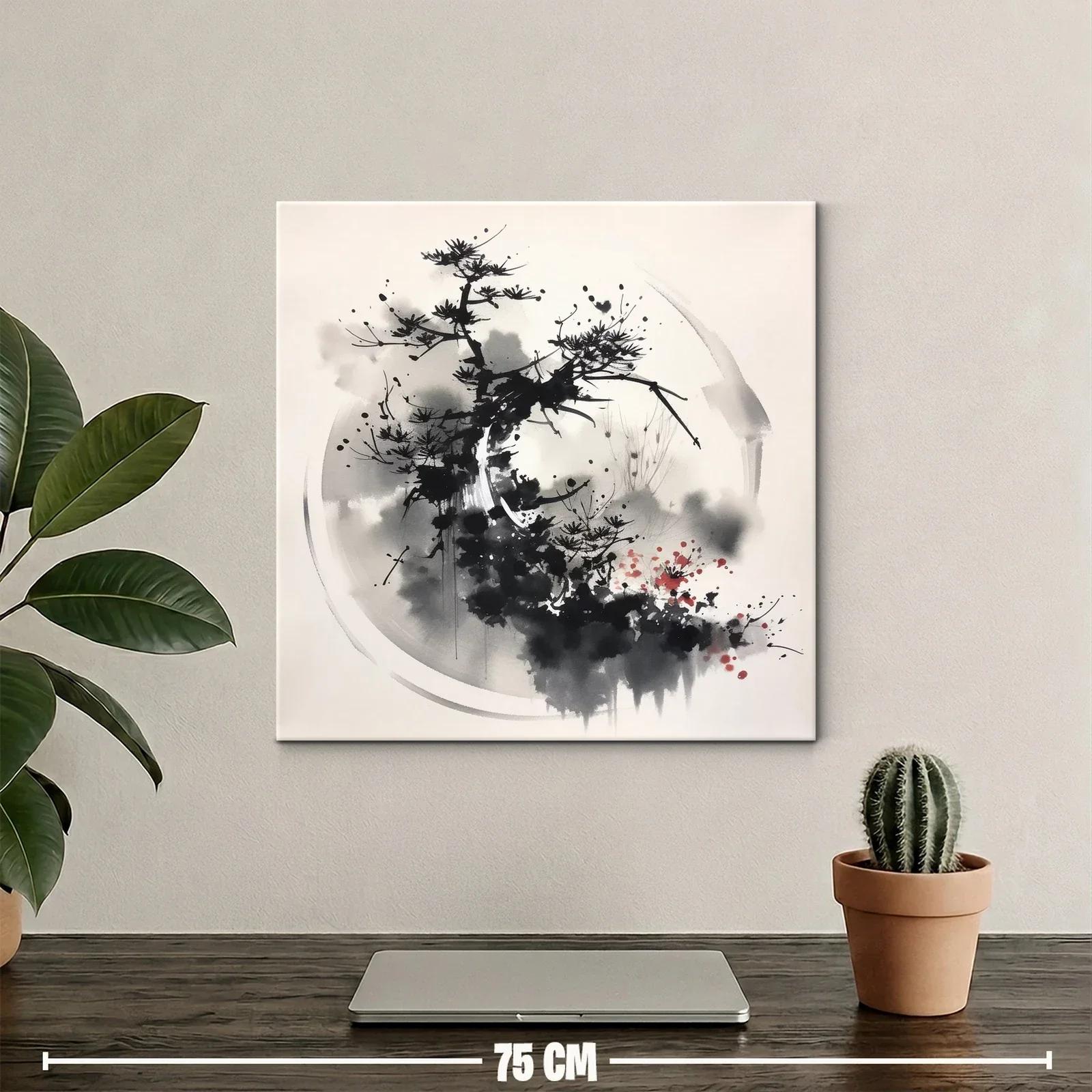 Cuadro abstracto de naturaleza en tonos grises y negros — miniatura 2