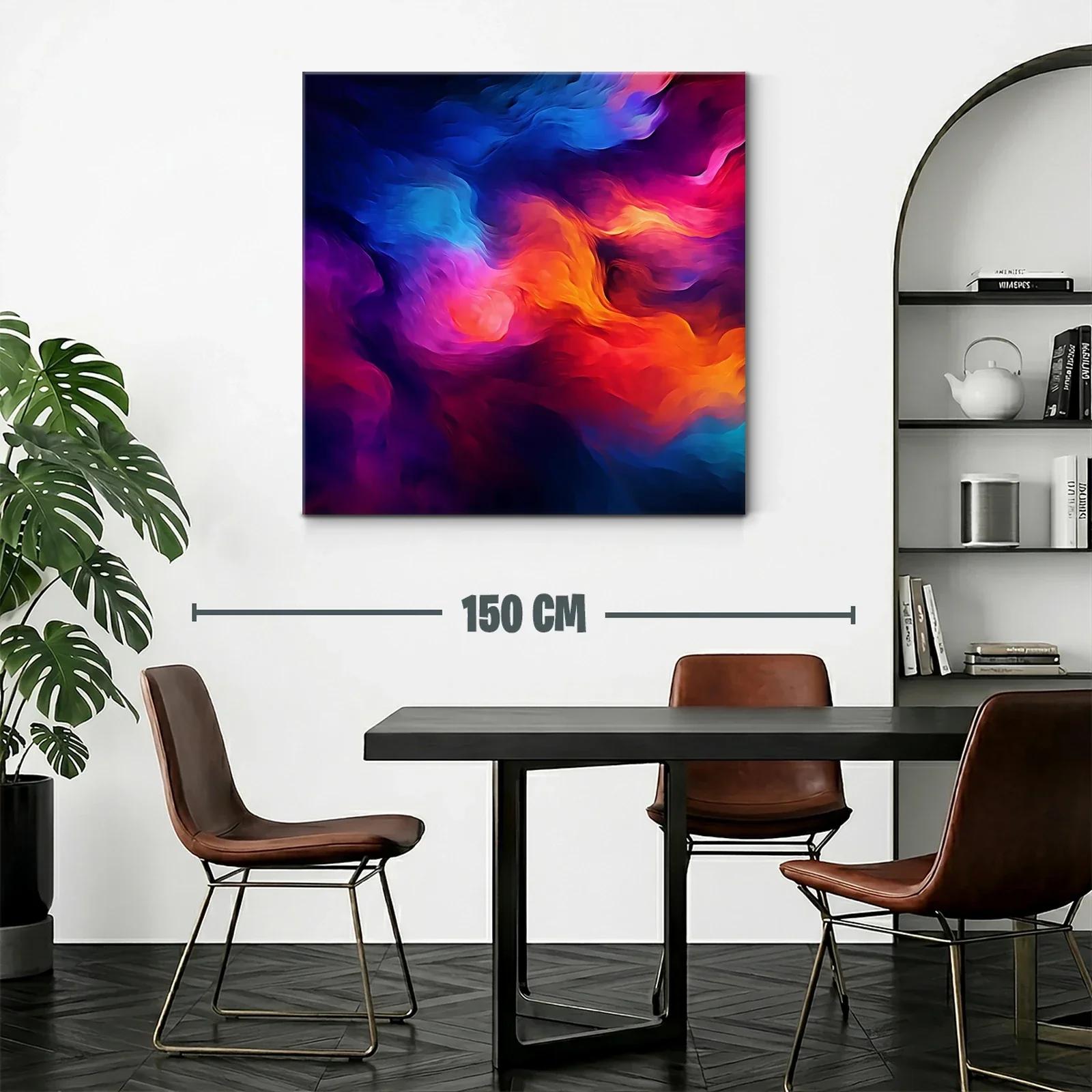 Cuadro abstracto con vibrantes tonos cálidos y fríos en movimiento — miniatura 2