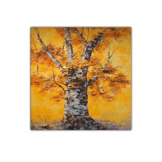 Árbol de otoño con tonos cálidos y vibrantes