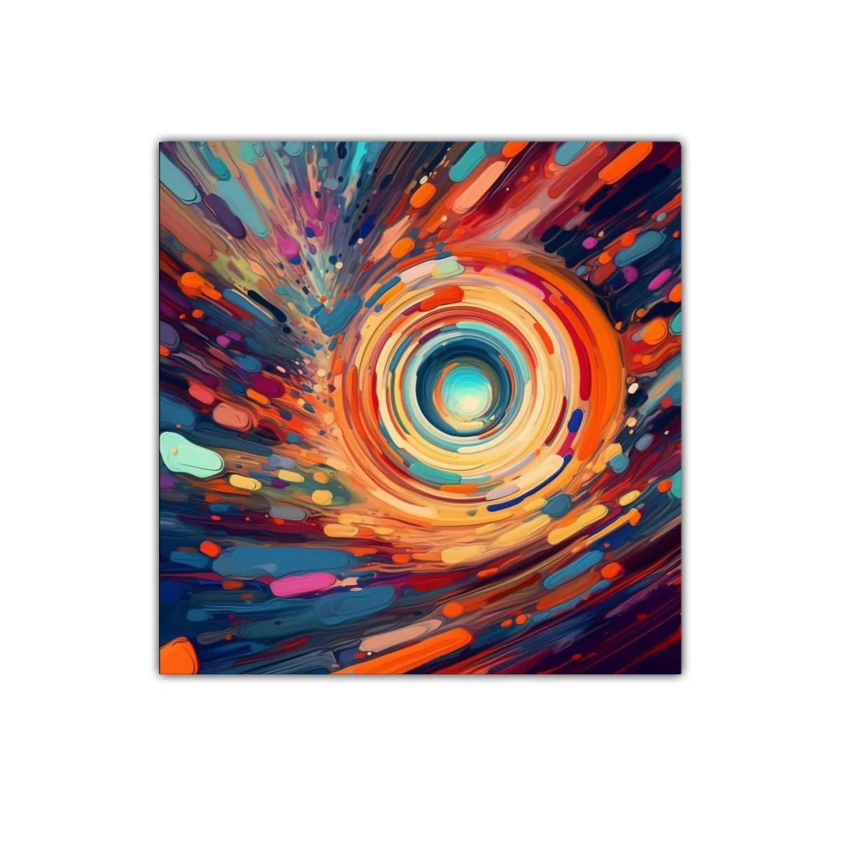 Cuadro abstracto con remolino de colores vibrantes
