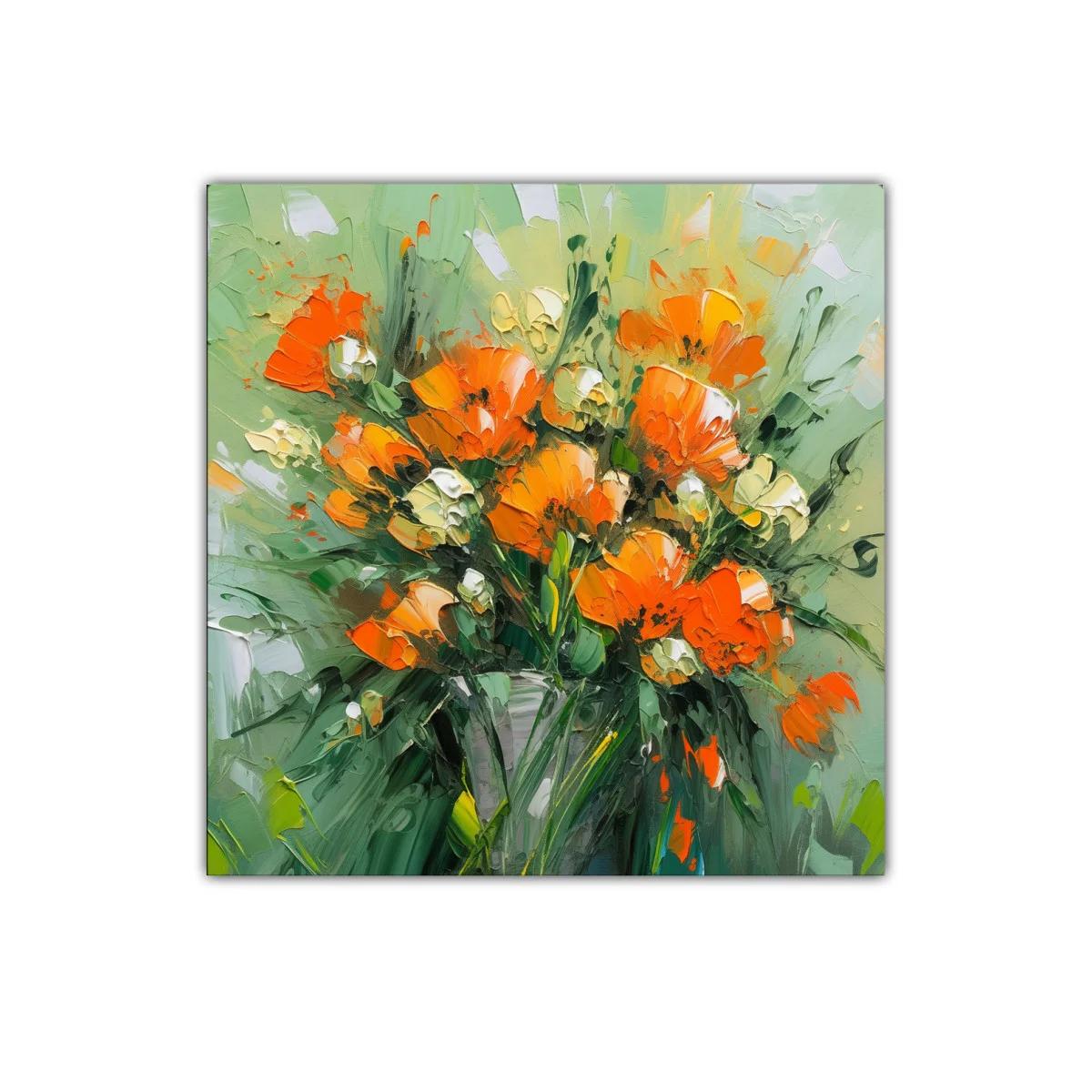 Cuadro decorativo con vibrante ramo de flores naranjas — imagen principal