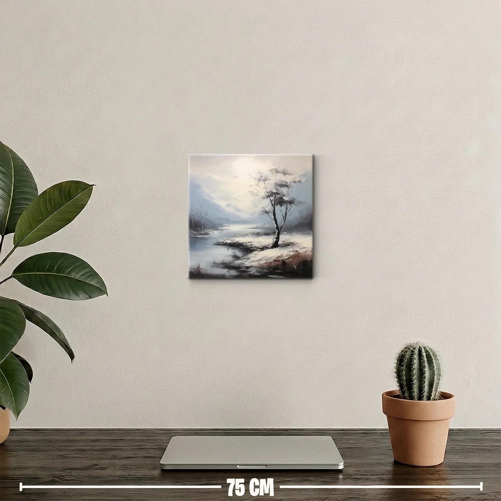 Paisaje con árbol solitario y lago en tonos suaves — miniatura 2