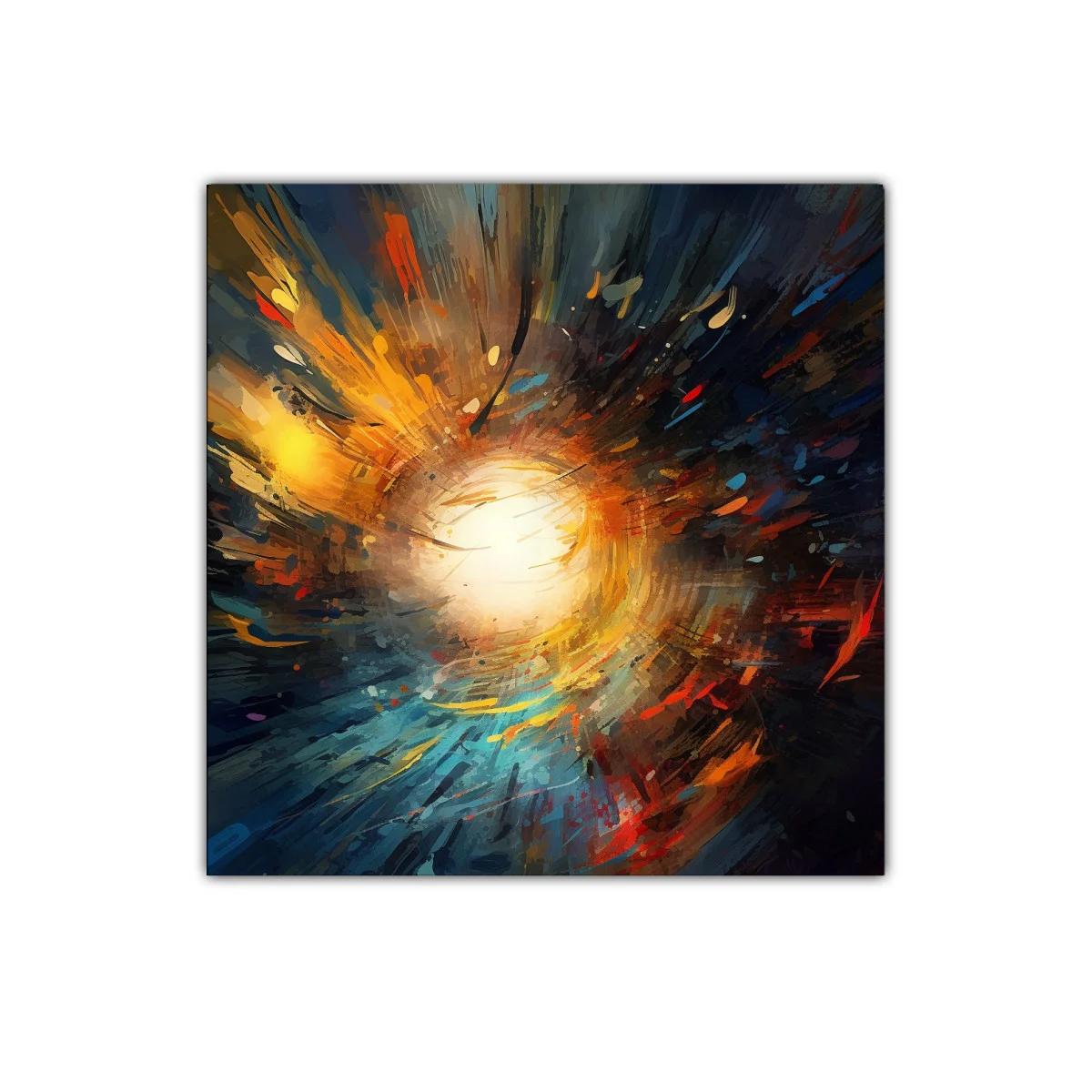 Cuadro abstracto con explosión de luz y colores vivos