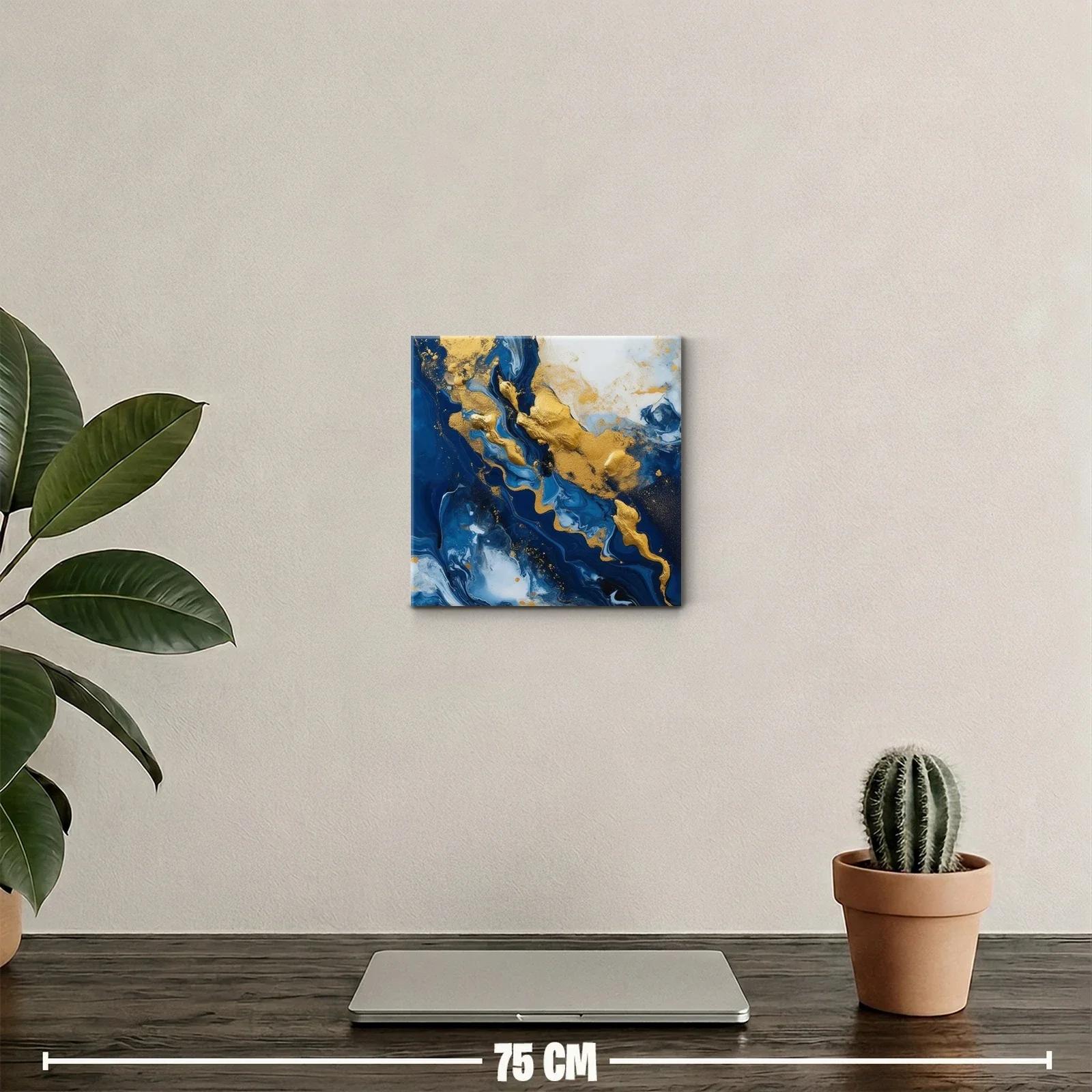 Arte abstracto en azul y dorado para ambientes elegantes — miniatura 2