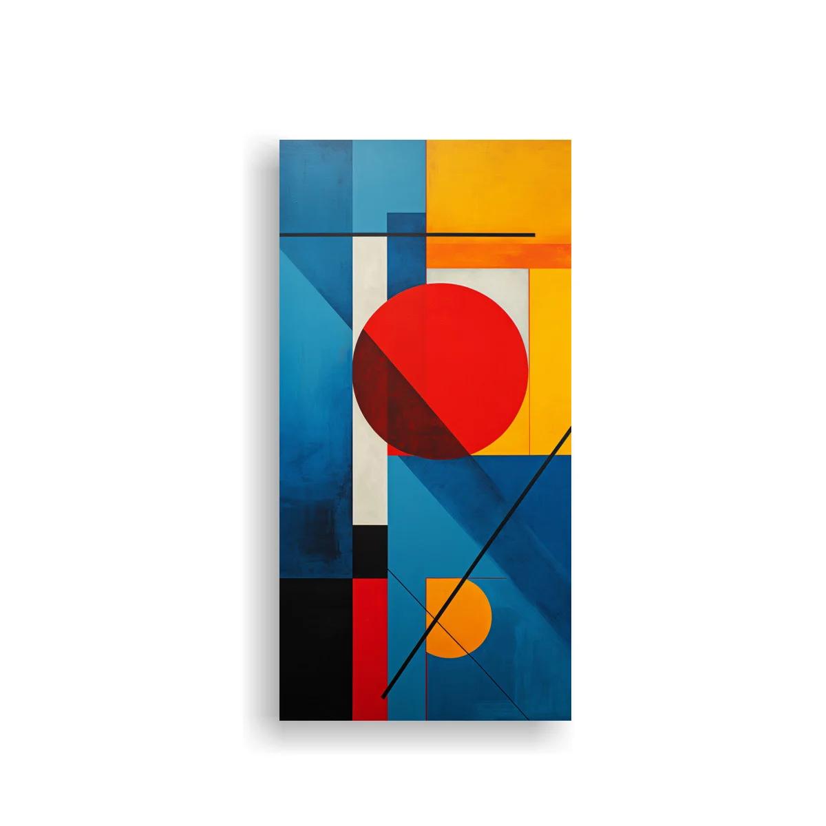 Cuadro abstracción geométrica con círculos y rectángulos