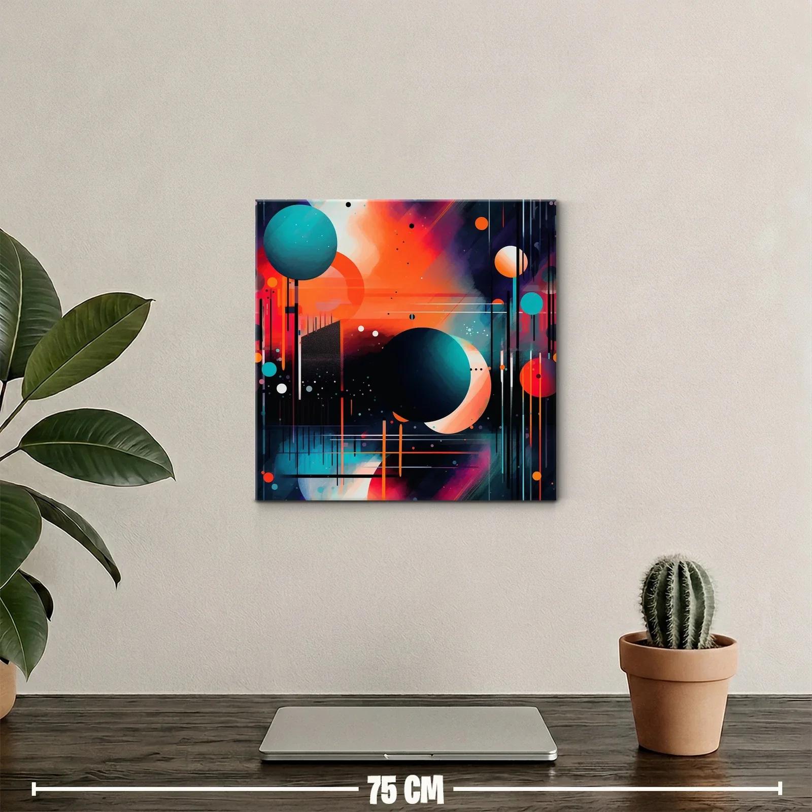 Cuadro Abstracto Galáctico en Tonos Cálidos y Fríos — miniatura 2