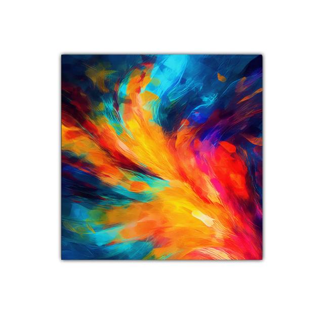 Cuadro abstracto vibrante con explosión de colores intensos