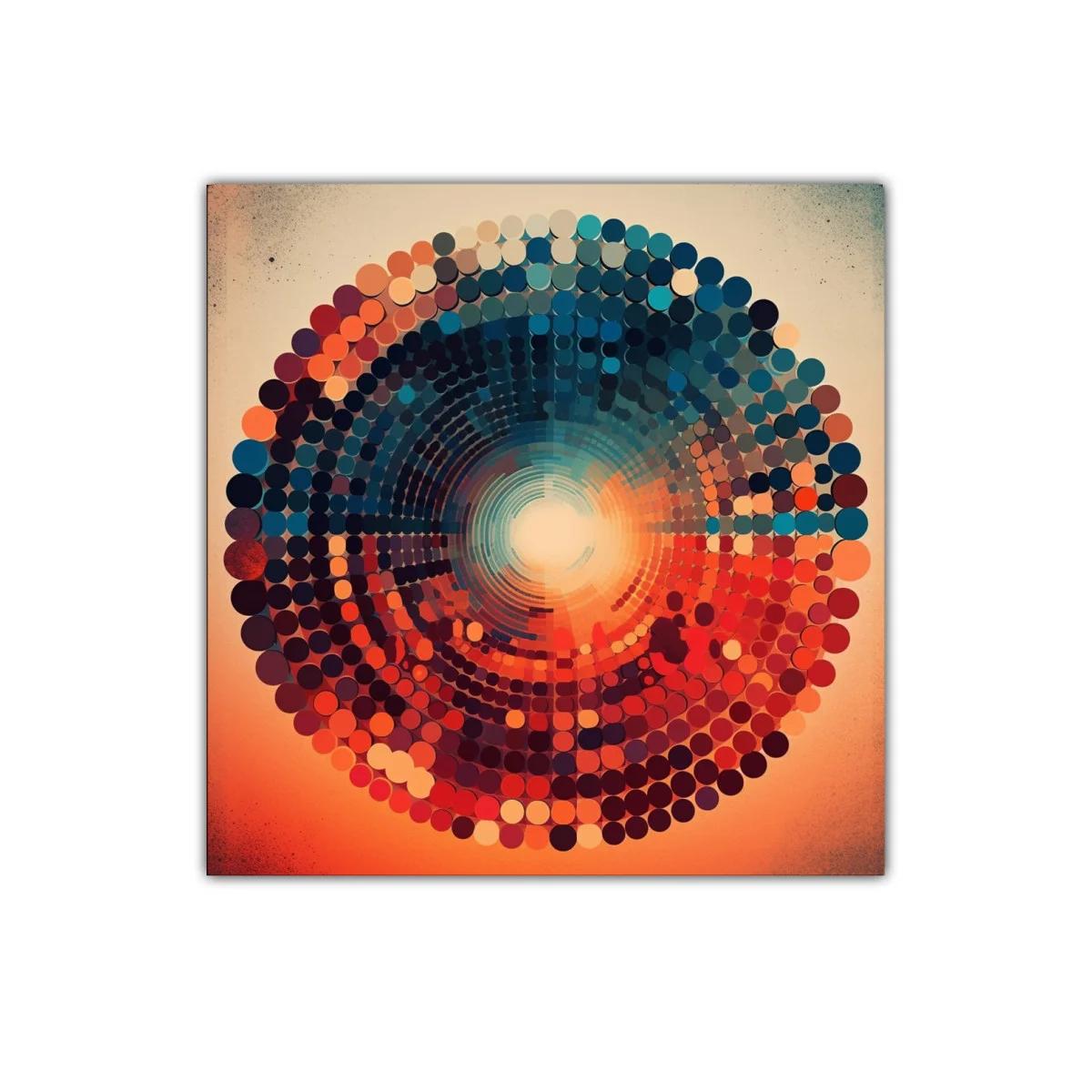 Composición circular en tonos cálidos y fríos vibrantes — imagen principal