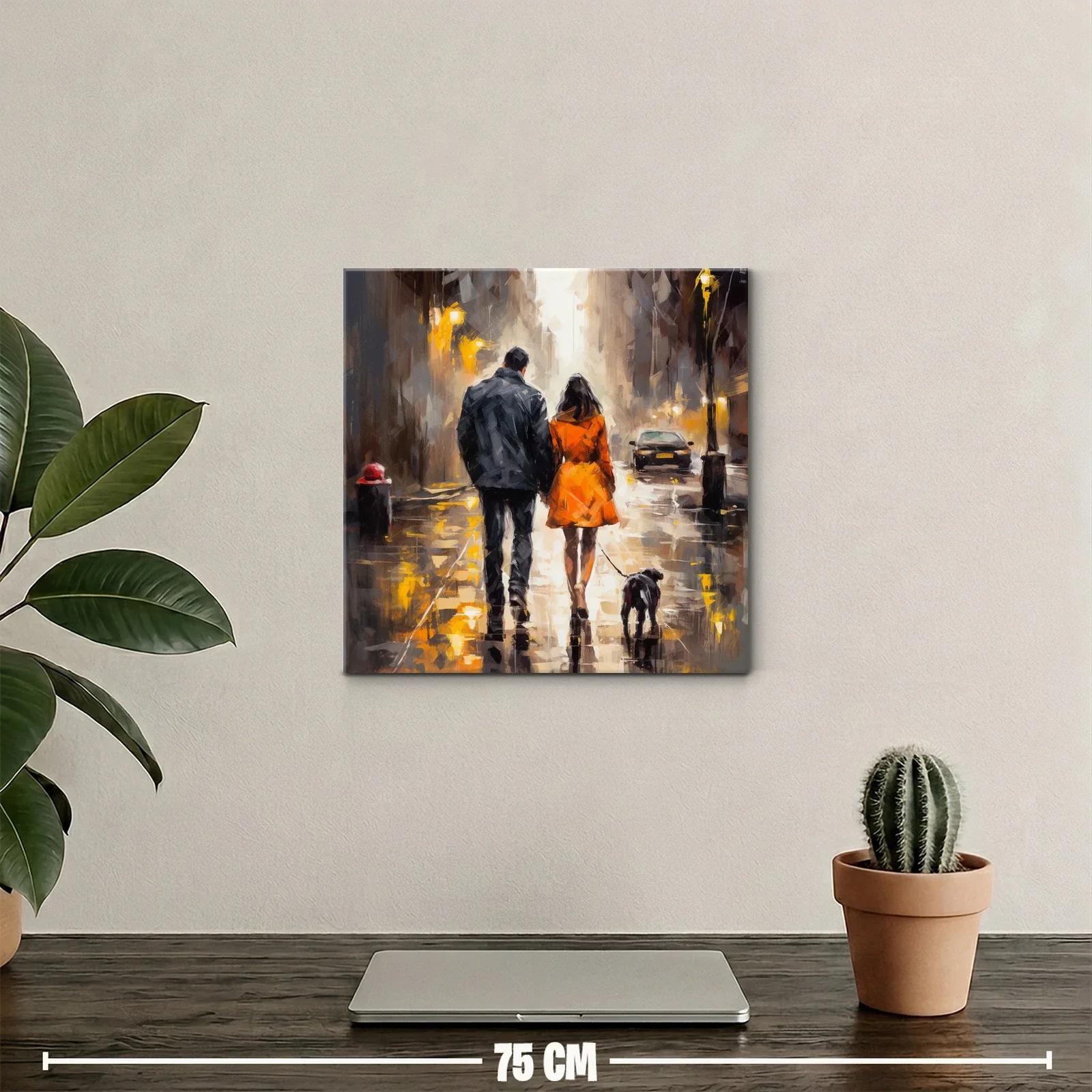Paseo romántico urbano al atardecer con perro — miniatura 2