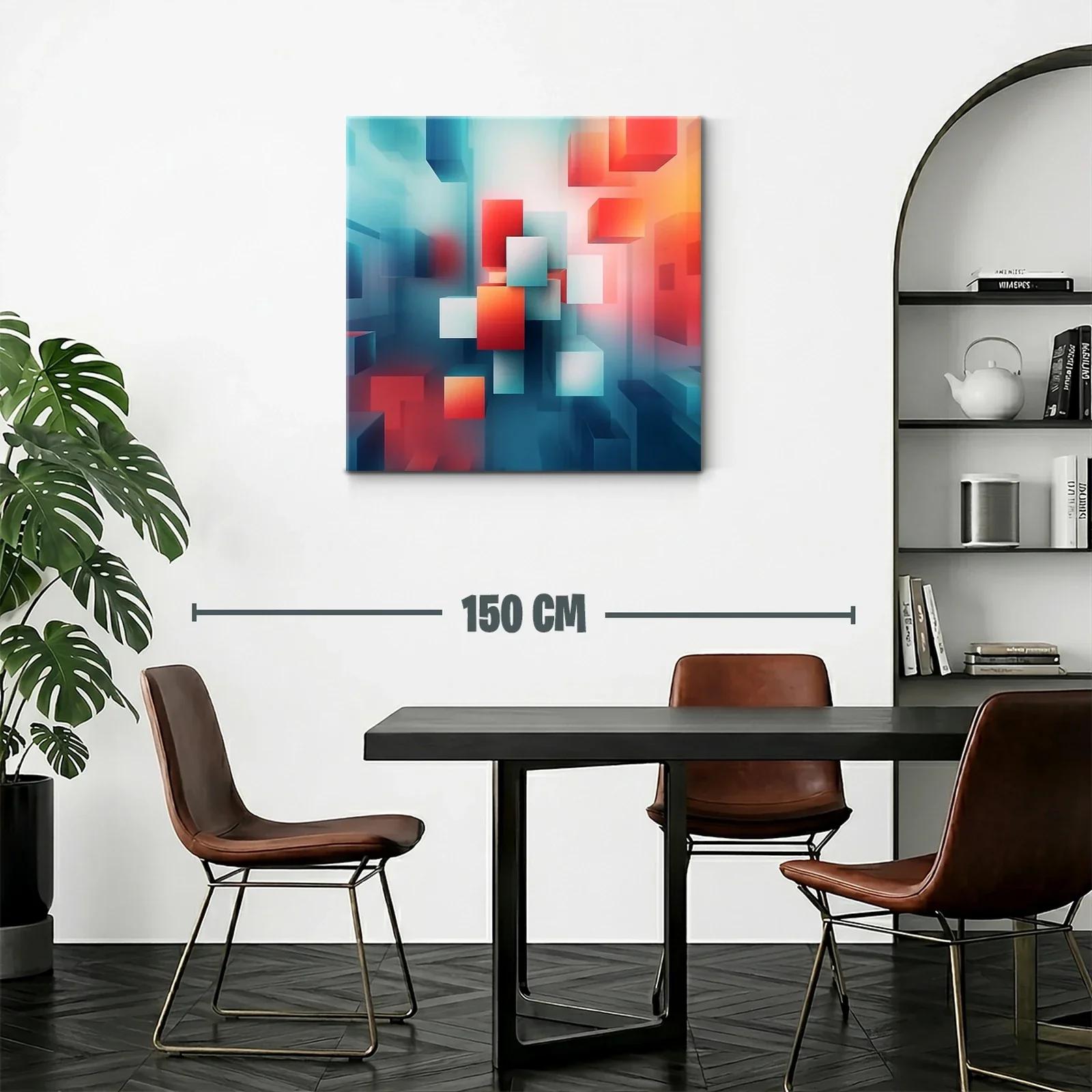 Composición Abstracta con Cubos en Tonos Azul y Rojo — miniatura 2