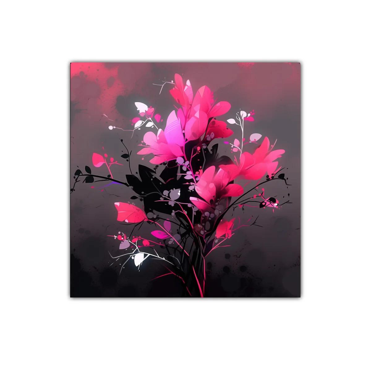 Ramo de flores vibrantes en tonos fucsia y negro