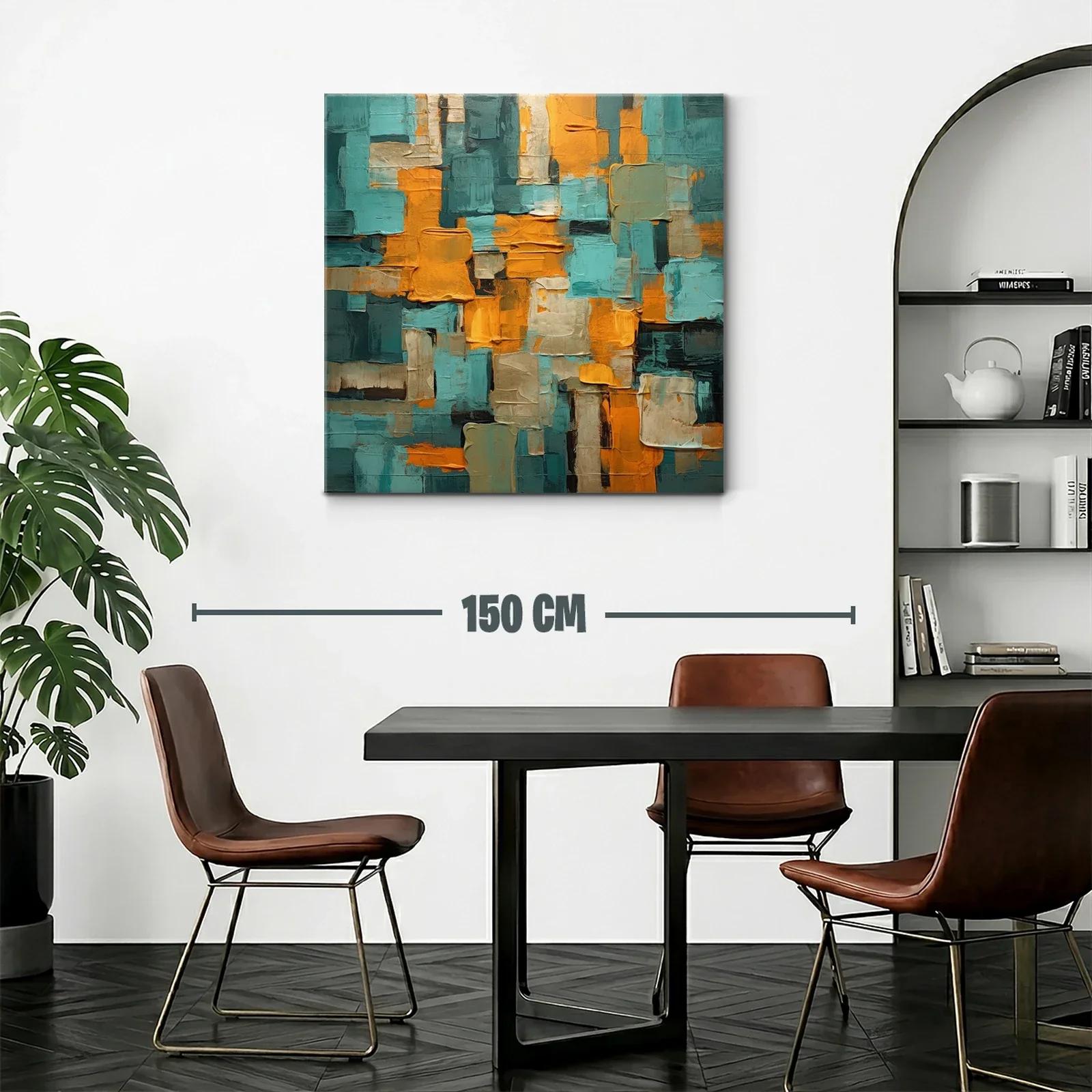 Composición abstracta con tonos cálidos y turquesa vibrante — miniatura 2