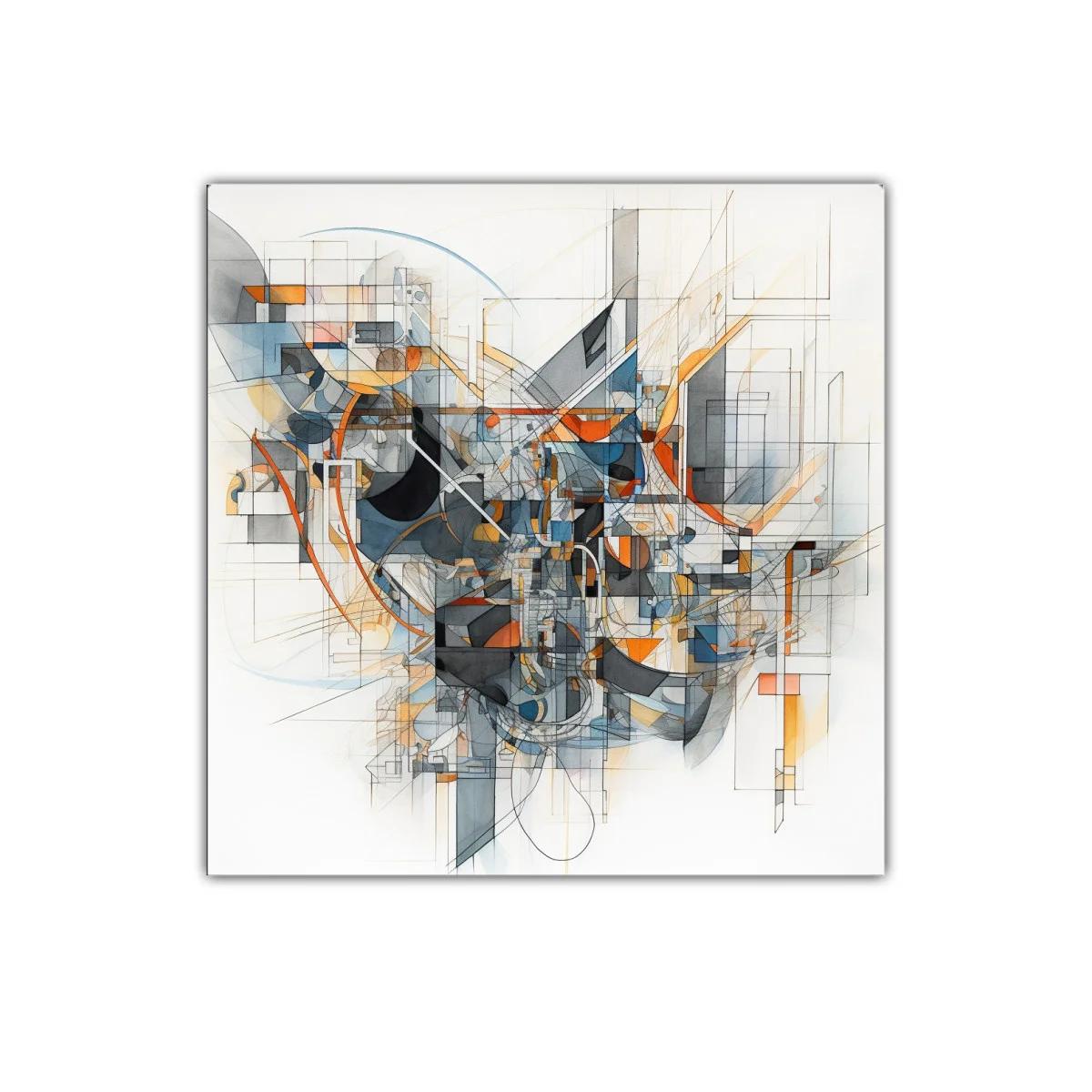 Composición abstracta con líneas geométricas y tonos cálidos