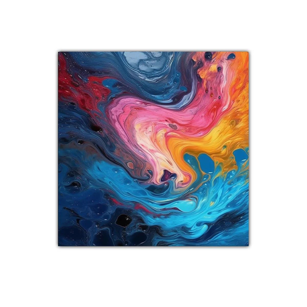 Composición abstracta en vibrantes tonos azul y naranja — imagen principal