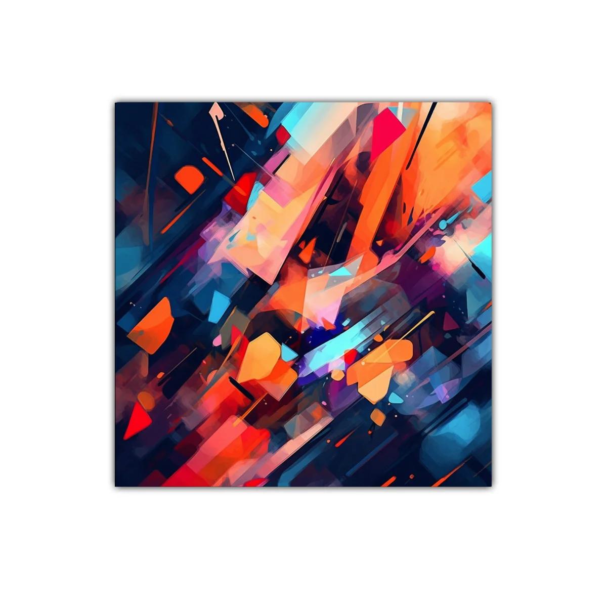 Cuadro abstracto con explosión de colores vibrantes y formas geométricas — imagen principal