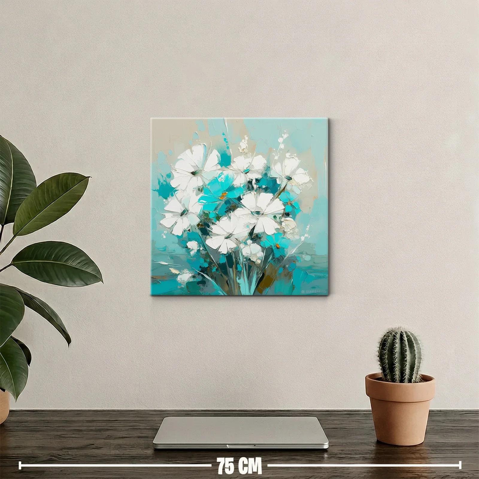 Ramo de flores blancas y turquesa en estilo moderno — miniatura 2