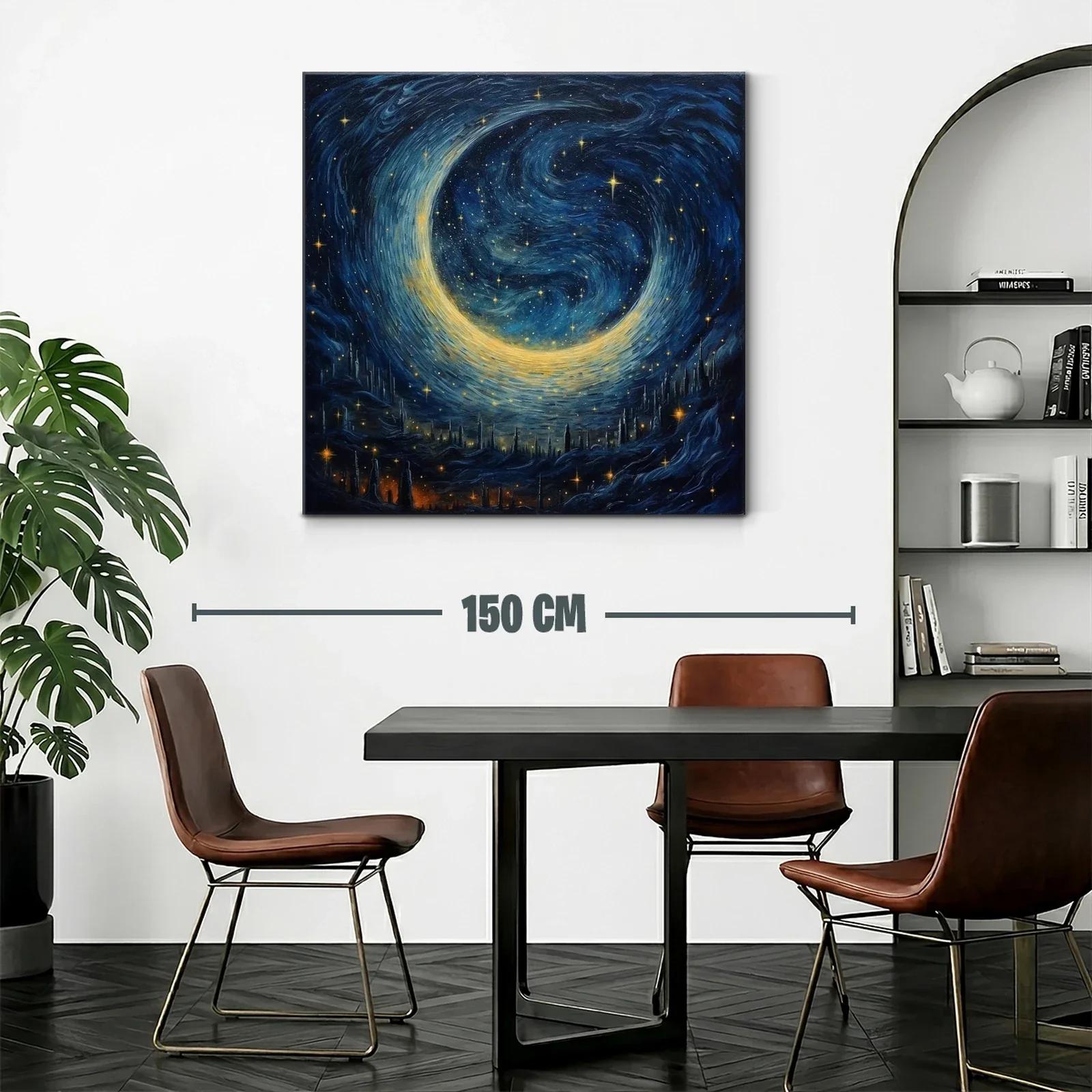Inspirador cielo estrellado con luna brillante y galaxias en movimiento — miniatura 2