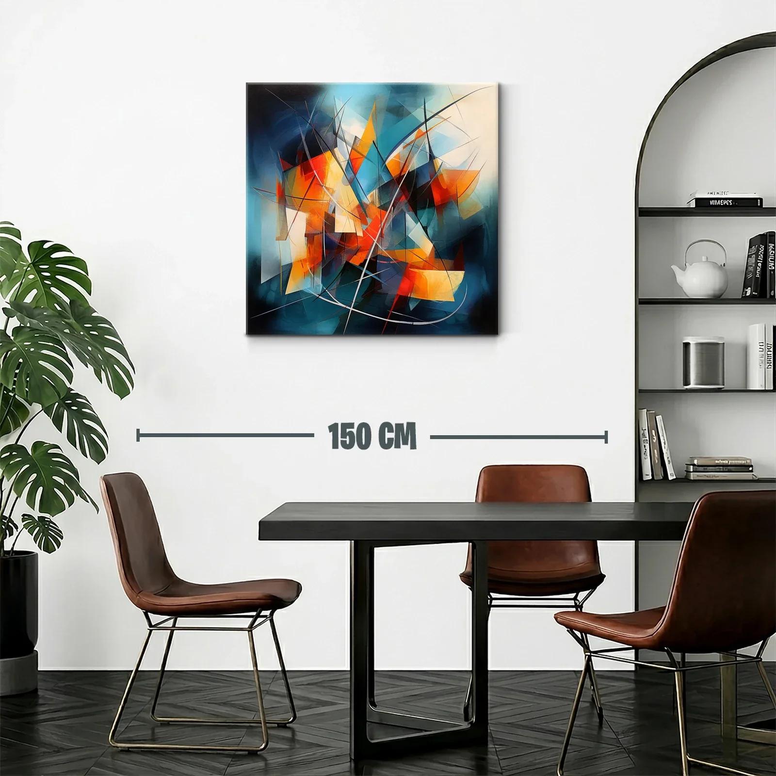 Cuadro abstracto con vibrantes contrastes de naranja y azul — miniatura 2