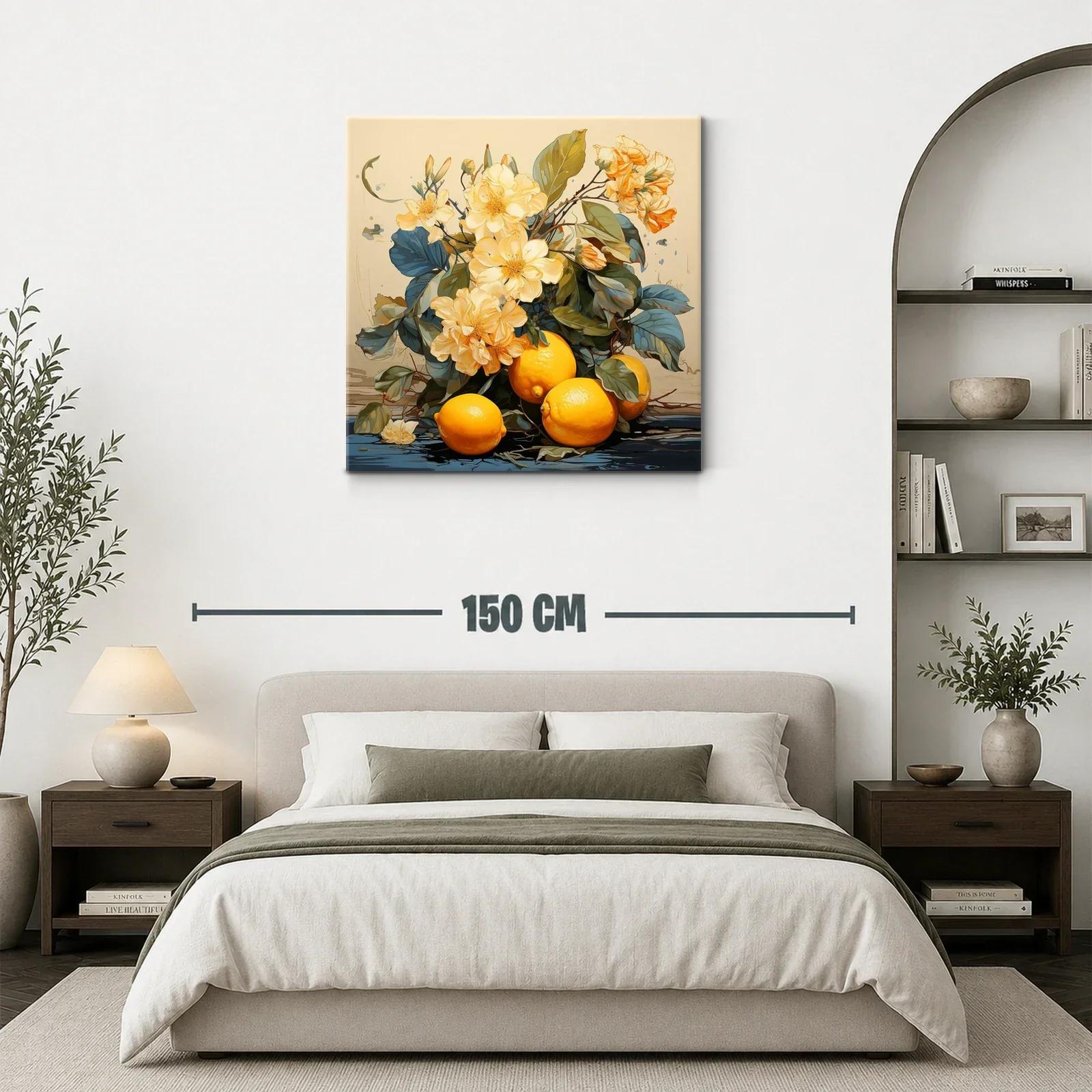 Bodegón con limones y flores en tonos cálidos y naturales — miniatura 3