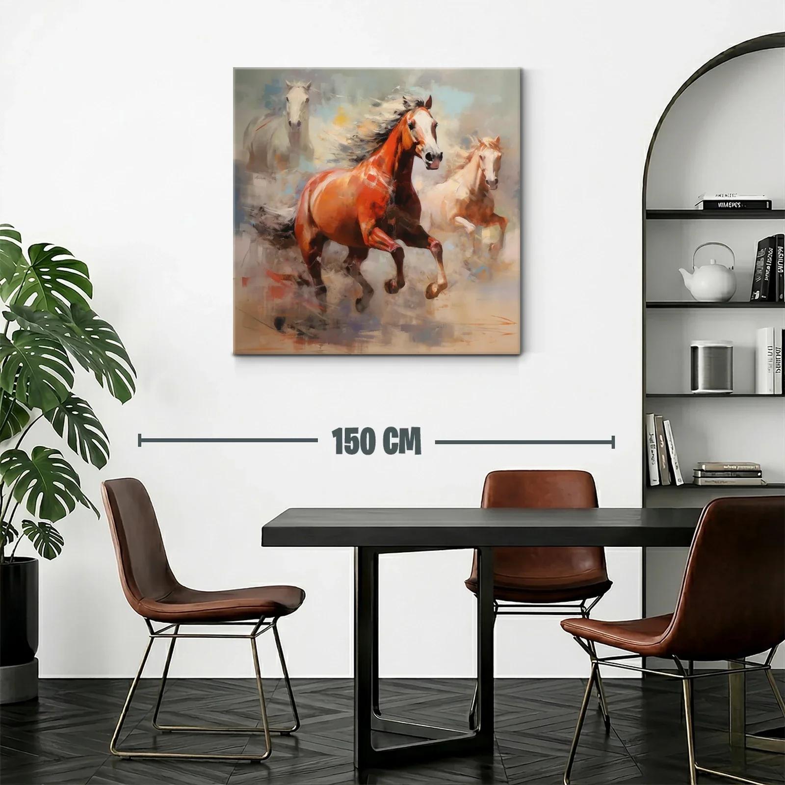 Cuadro de caballos en movimiento con tonos cálidos y suaves — miniatura 2