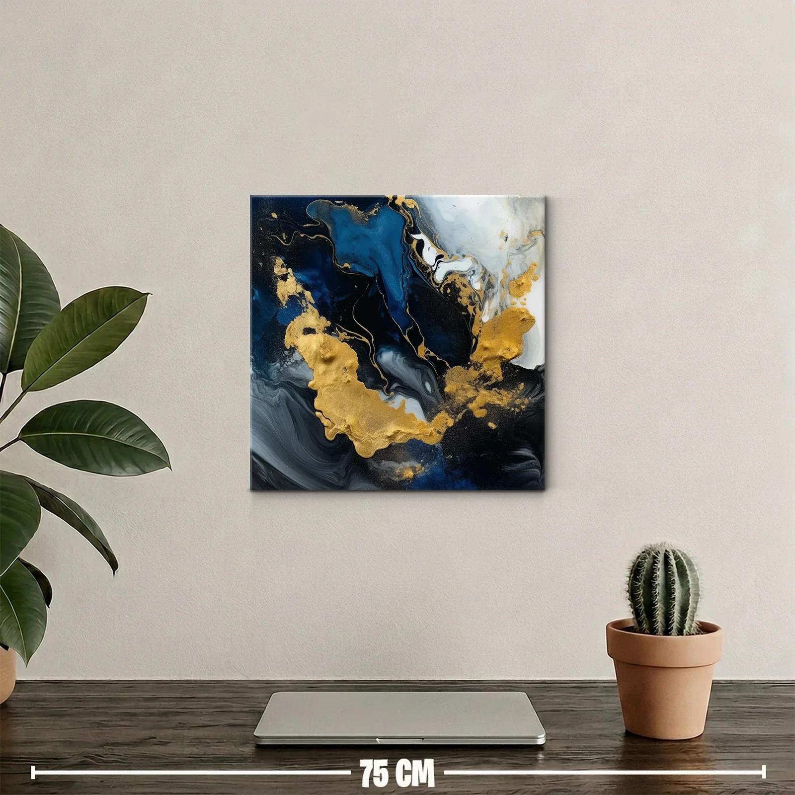 Composición abstracta en tonos azul y dorado brillante — miniatura 2