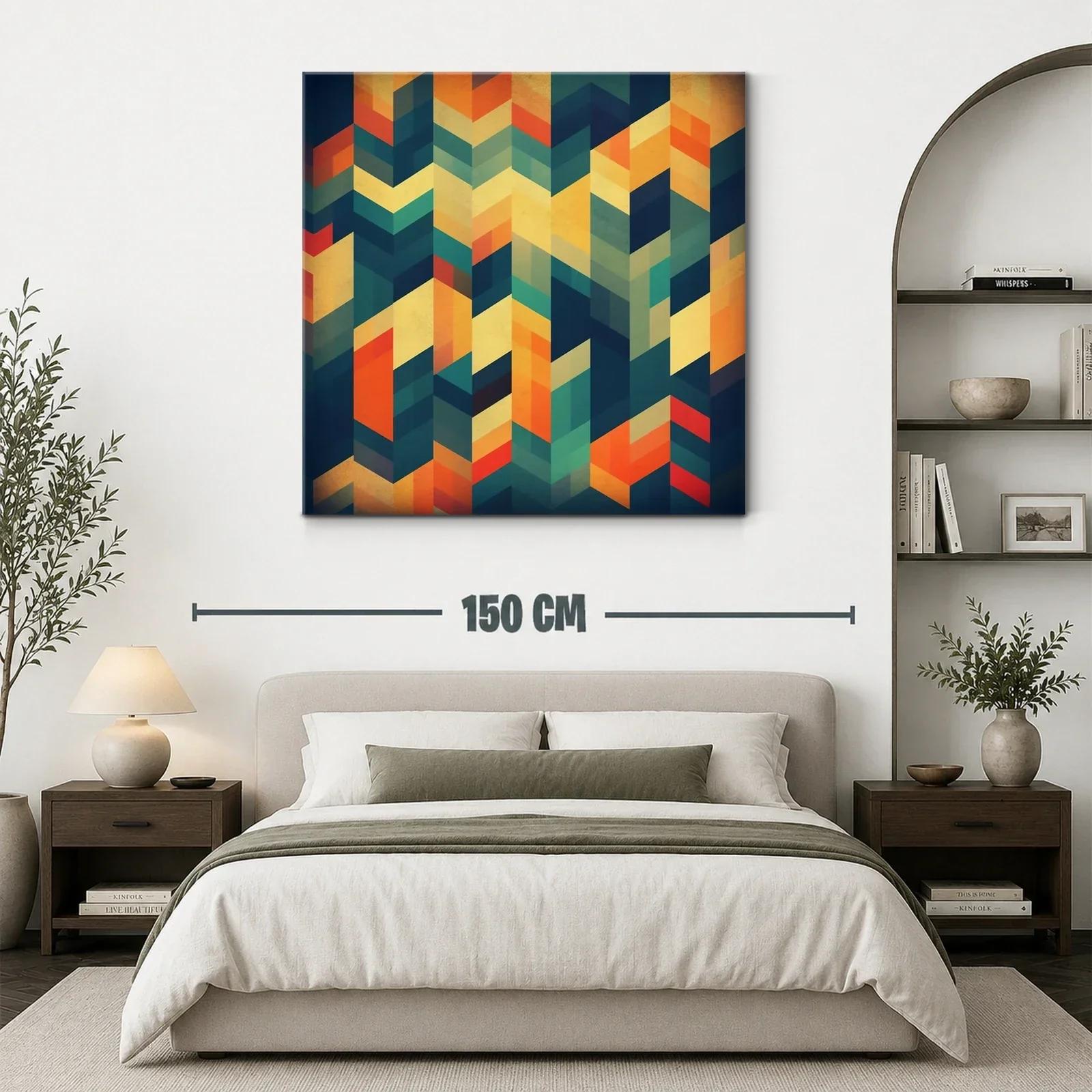 Diseño geométrico con tonos cálidos y frescos para pared — miniatura 3