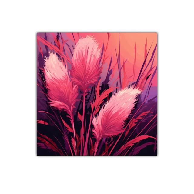 Ramas con plumas rosas en ambiente vibrante