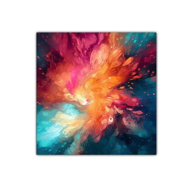 Explosión de color abstracta con tonos cálidos y fríos