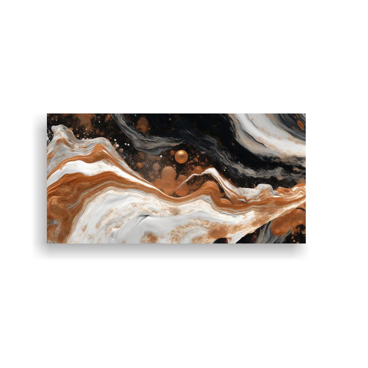 Cuadro abstracción fluida marmoleada en franjas y remolinos