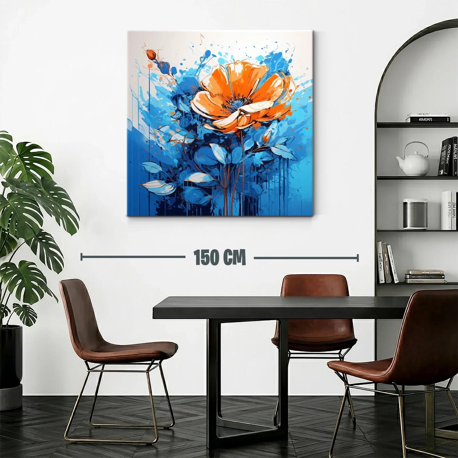 Flor vibrante en tonos naranjas y azules dinámicos — miniatura 2