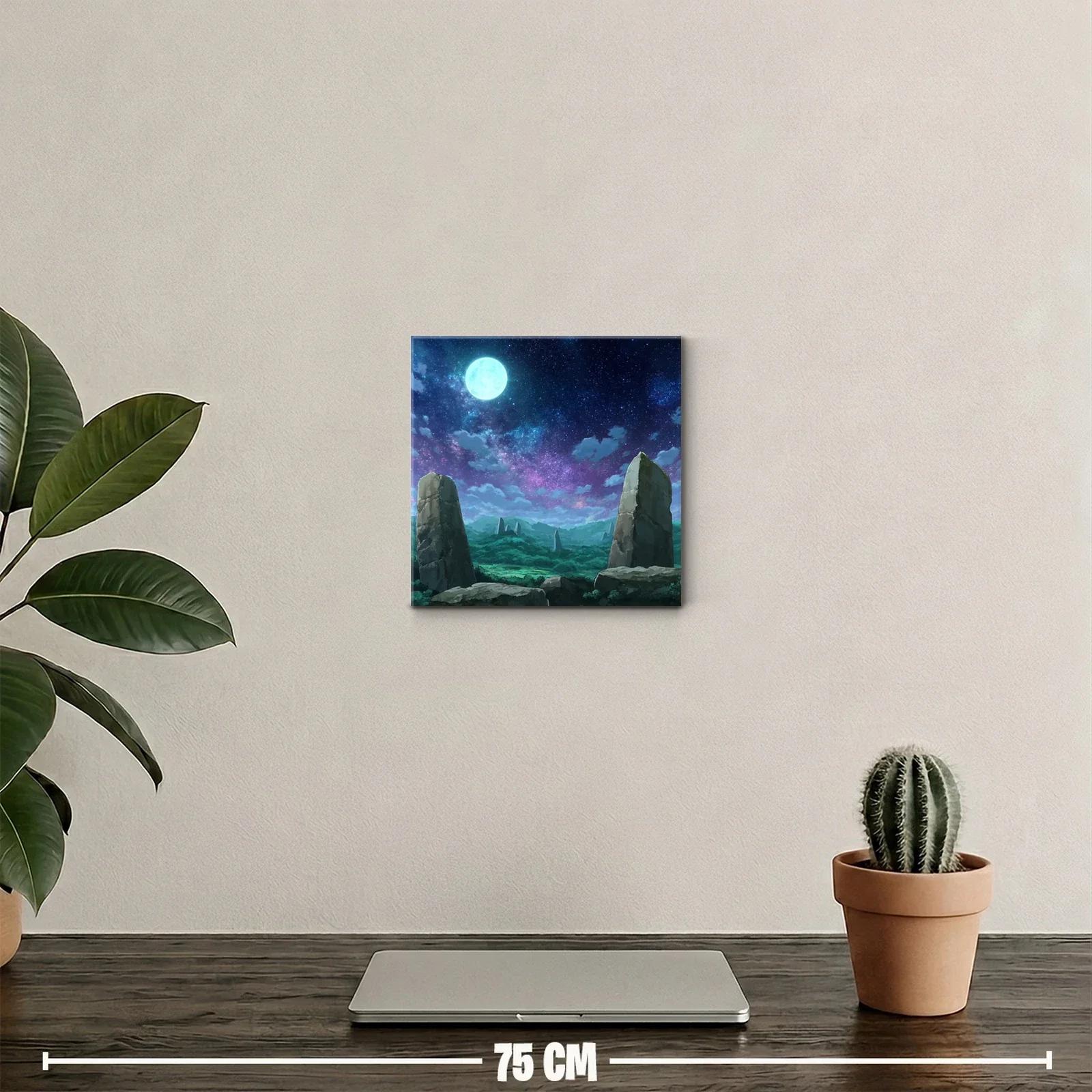 Paisaje nocturno con piedras monolíticas y cielo estrellado — miniatura 2