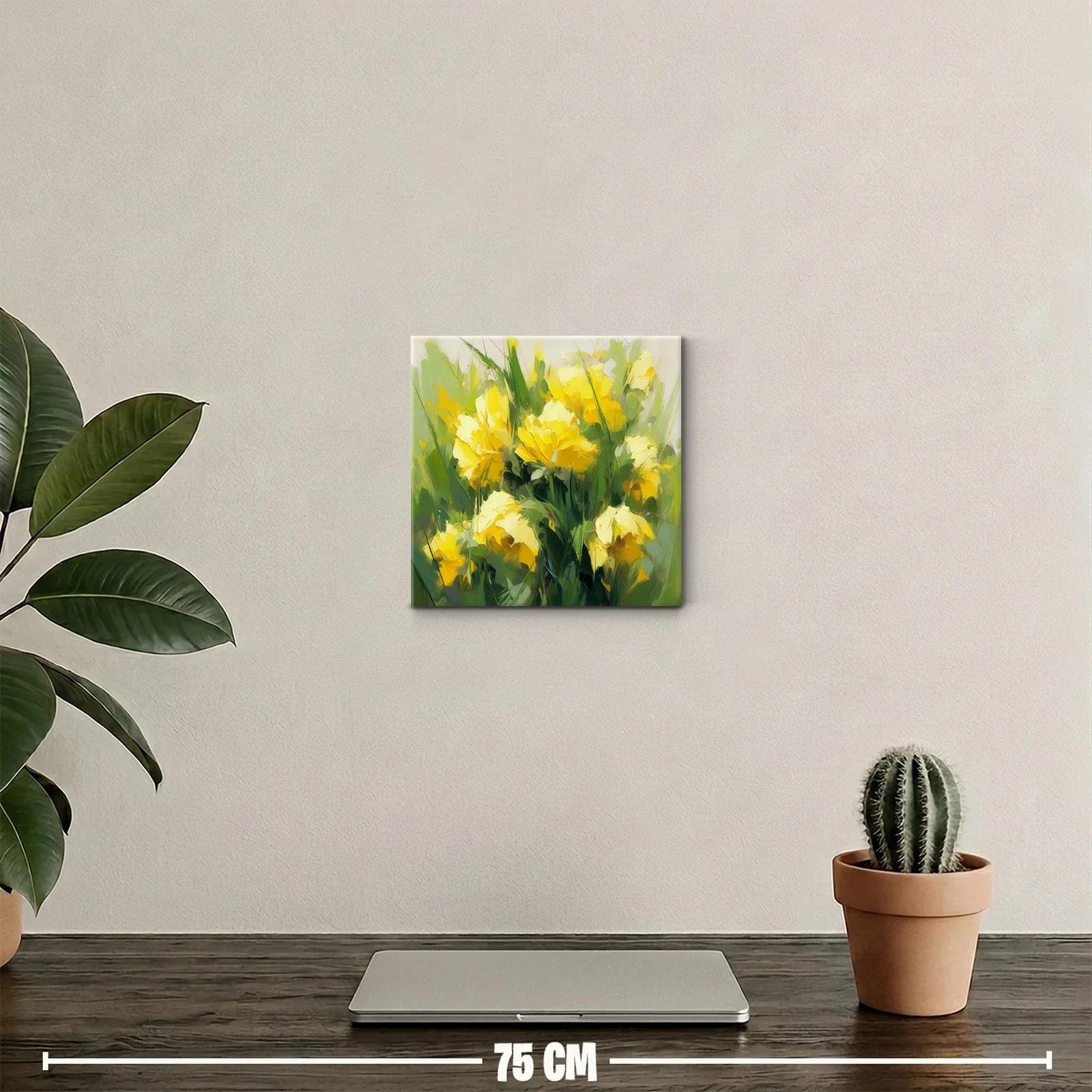 Cuadro Floral con Vibrantes Flores Amarillas y Verdes — miniatura 2