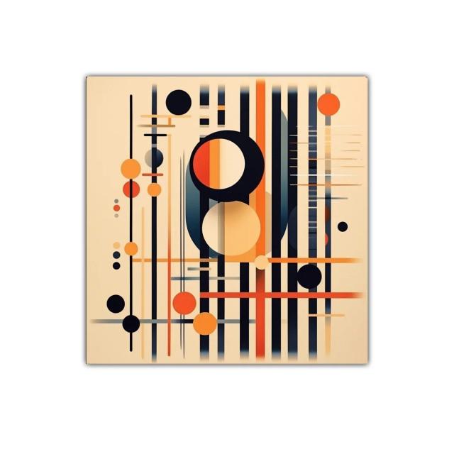 Composición geométrica con líneas y círculos en tonos cálidos