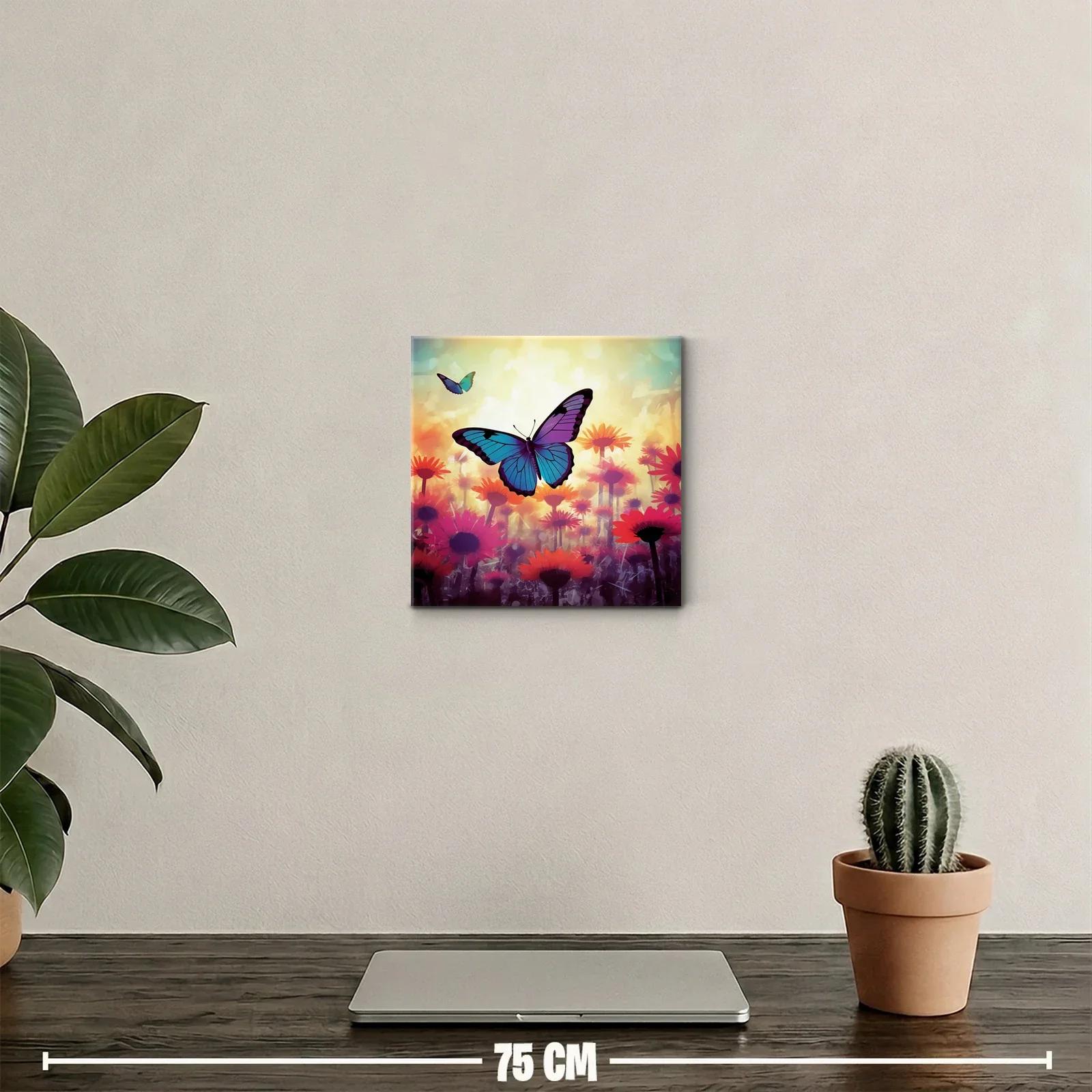 Mariposas vibrantes sobre campo de flores luminosas — miniatura 2