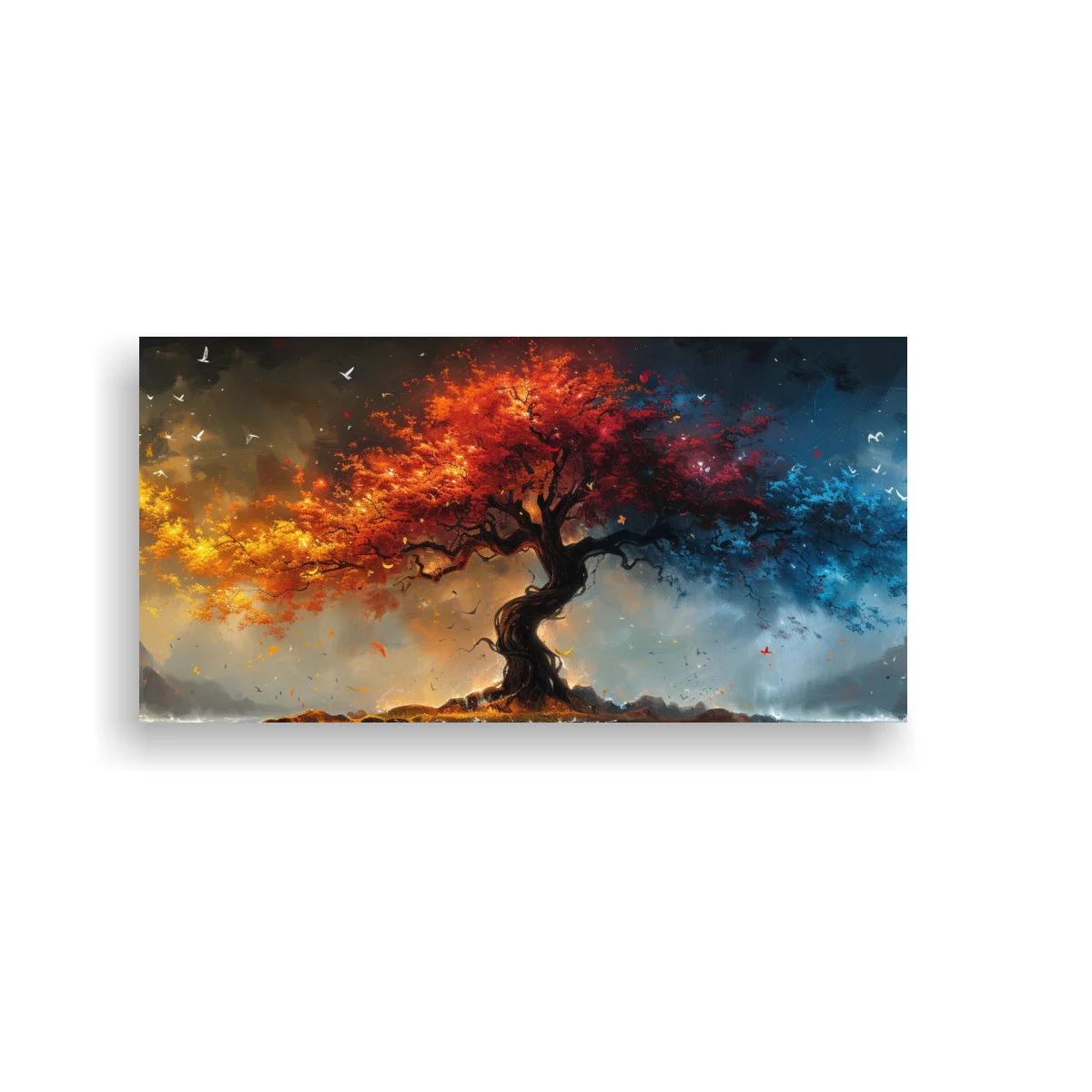 Cuadro Árbol de la Vida con cielo cálido y frío
