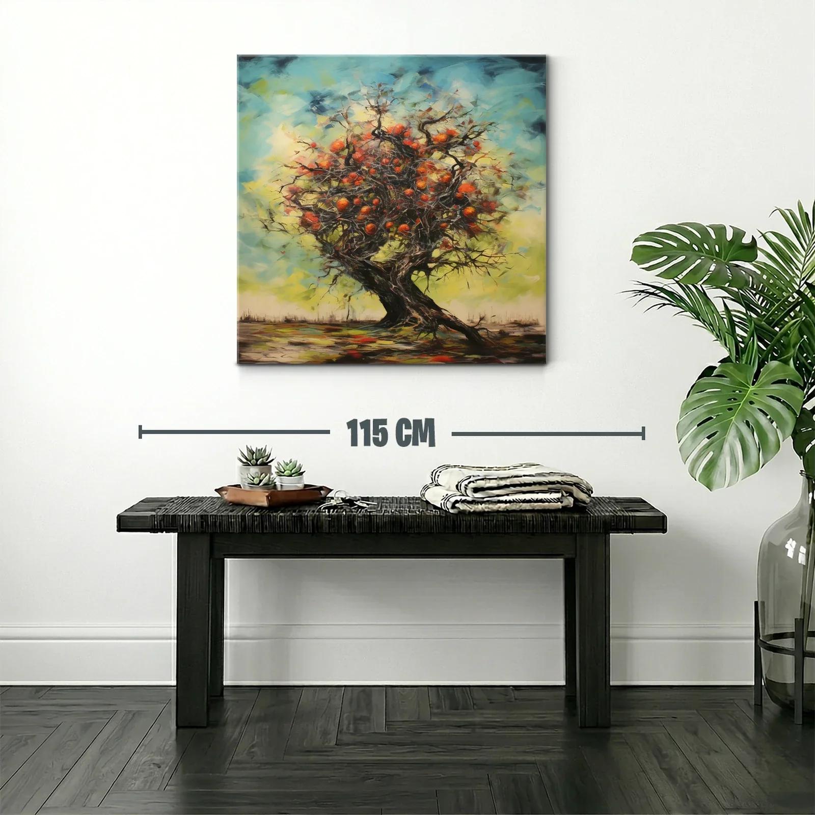 Árbol frutal con vibrantes tonos de naranja y azul — miniatura 2