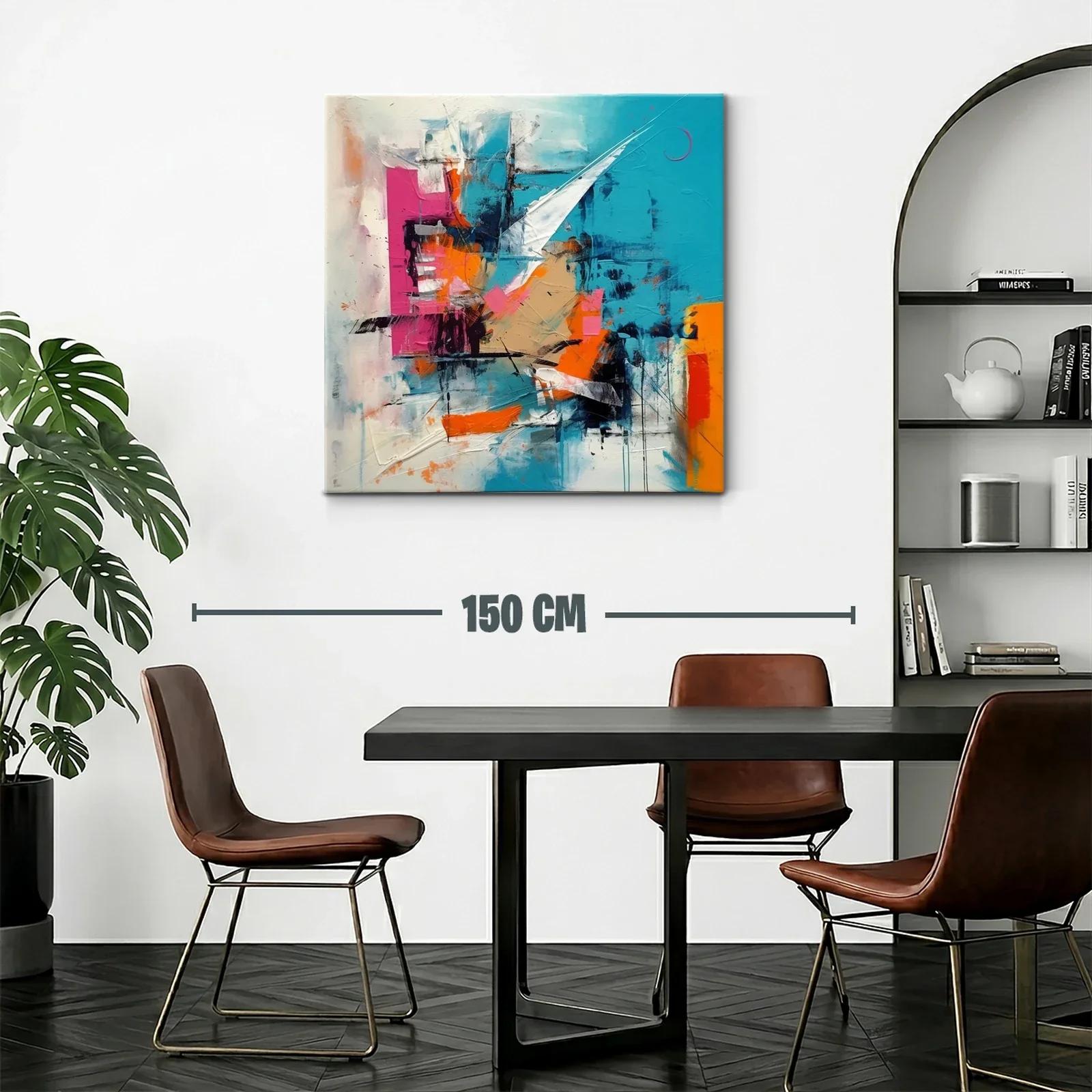 Composición abstracta con vibrantes tonos turquesa y naranja — miniatura 2