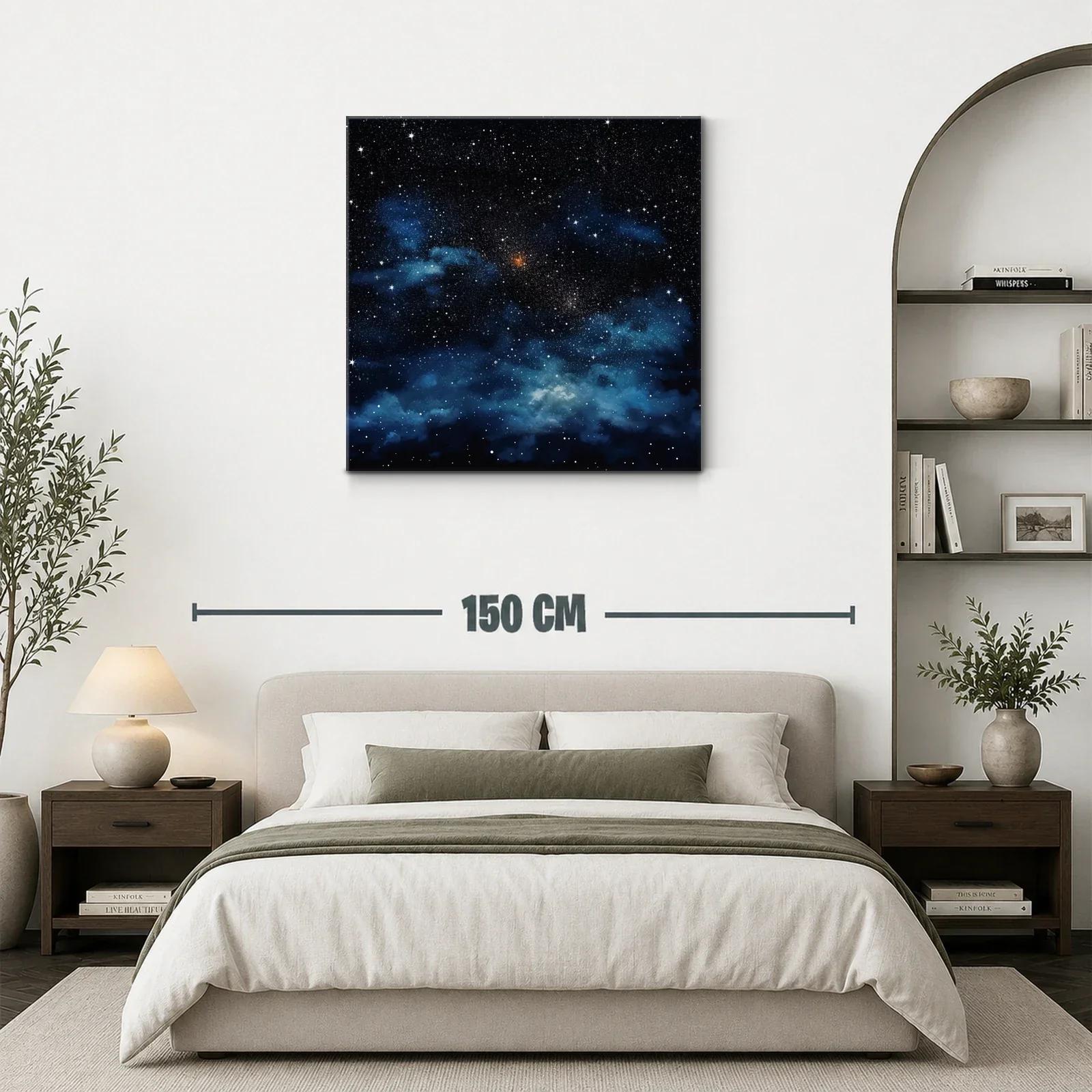 Cuadro de cielo estrellado con nebulosas azules y destellos blancos — miniatura 3