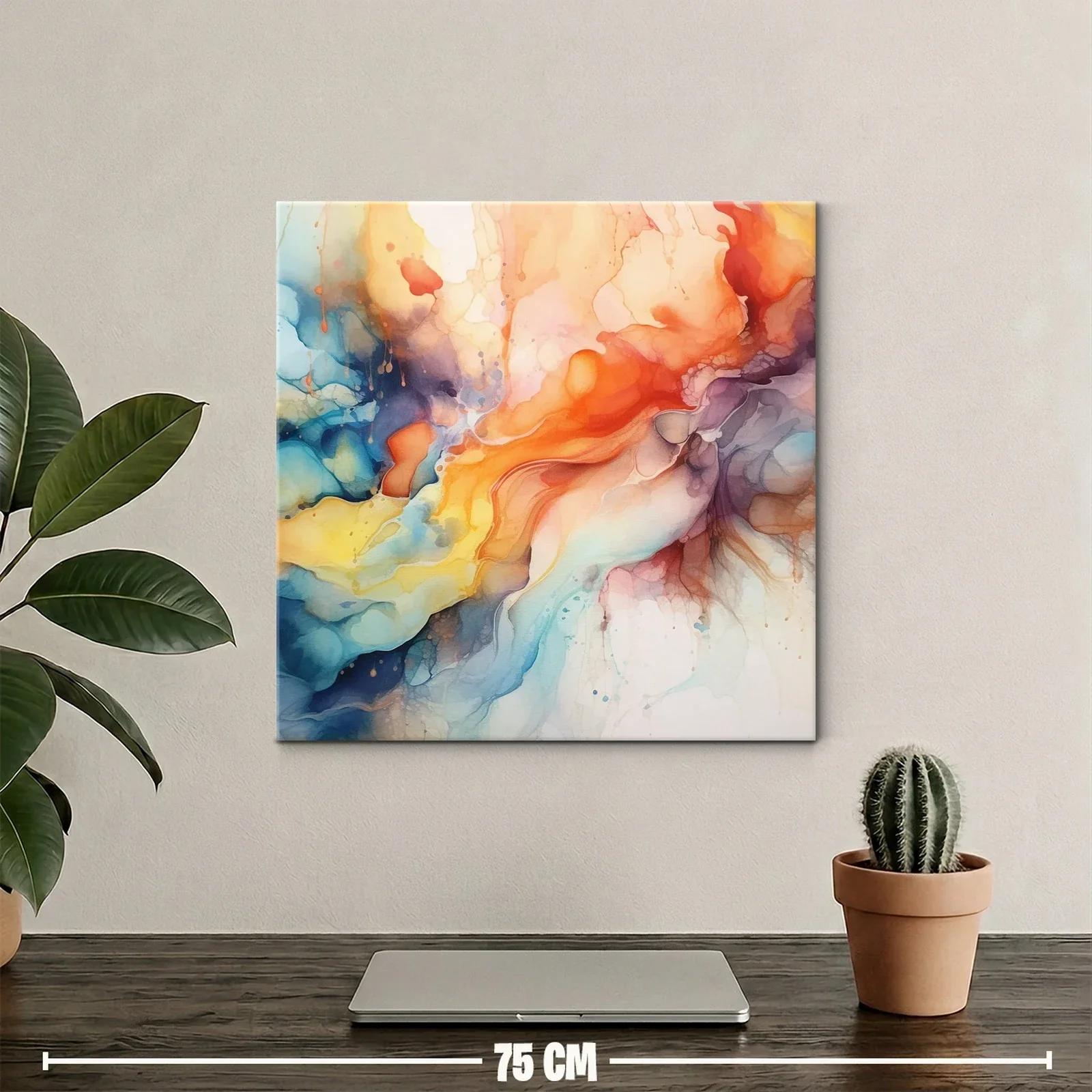 Composición abstracta con tonos cálidos y fríos vibrantes — miniatura 2