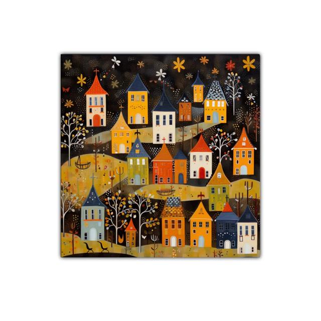 Cuadro decorativo pueblo encantador con casas coloridas