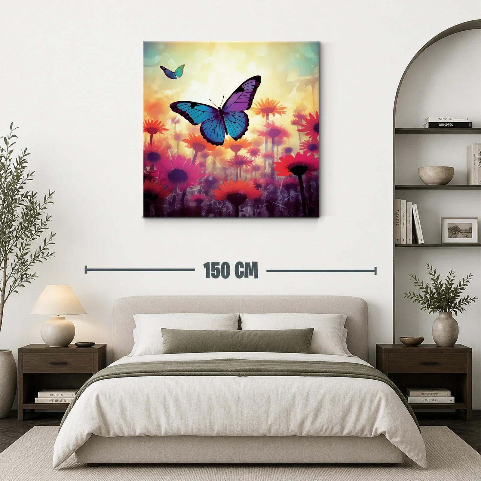Mariposas vibrantes sobre campo de flores luminosas — miniatura 3