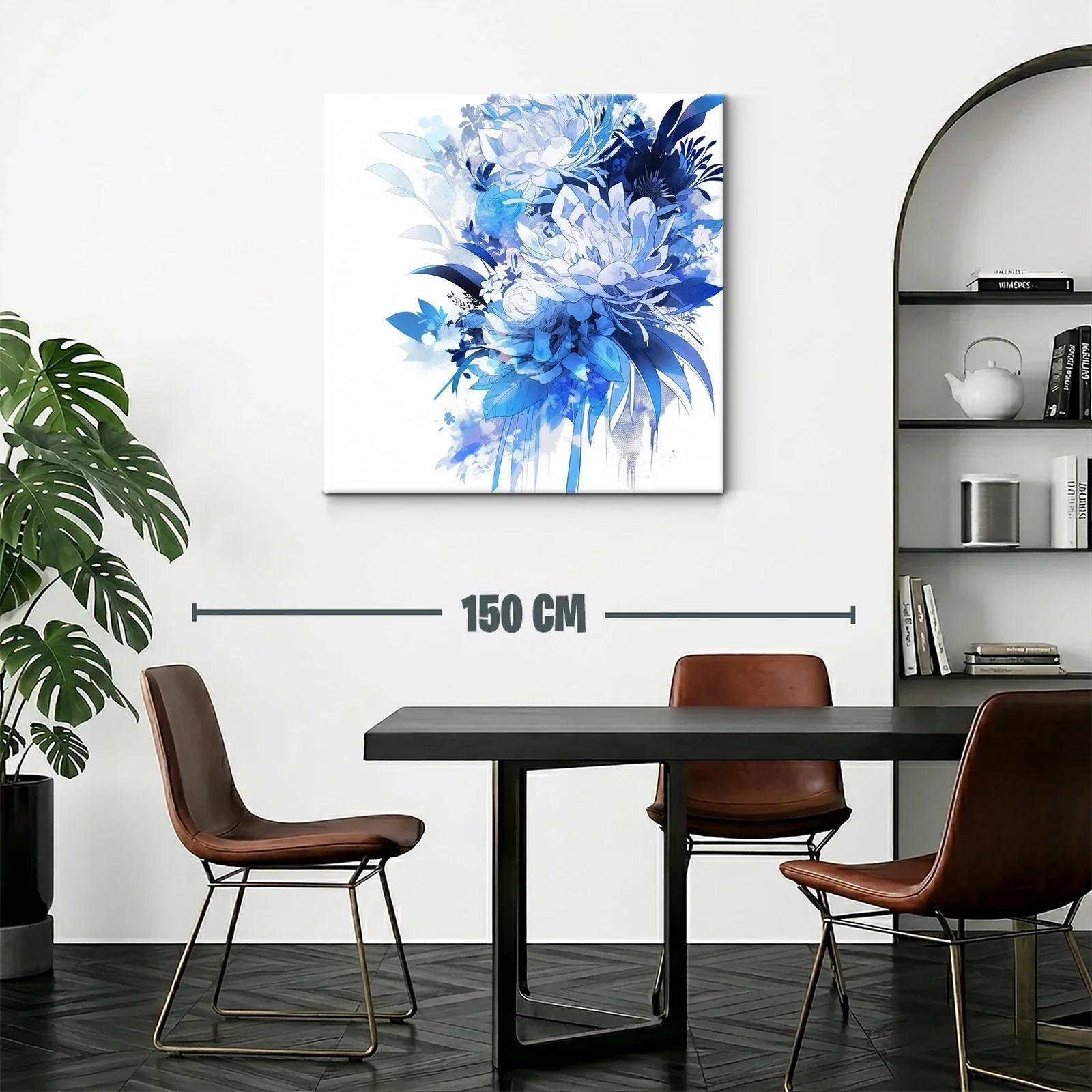 Composición floral abstracta en tonos azules y blancos — miniatura 2